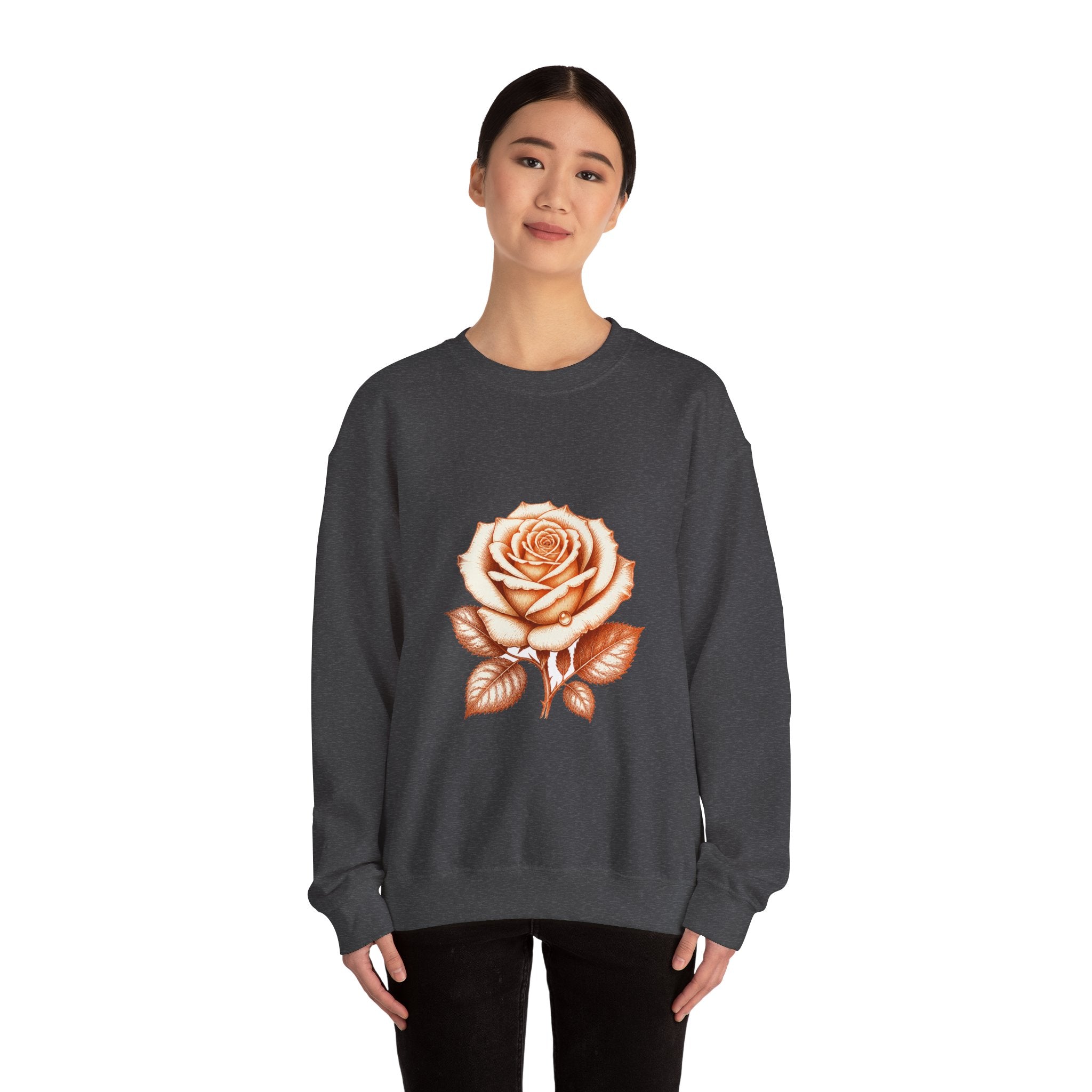 Matching Couple Sweatshirt - Rose & Thorn Matching Couple Premium Fleece Sweatshirt Hand-Drawn Art His Hers Anniversary Gift - Design A