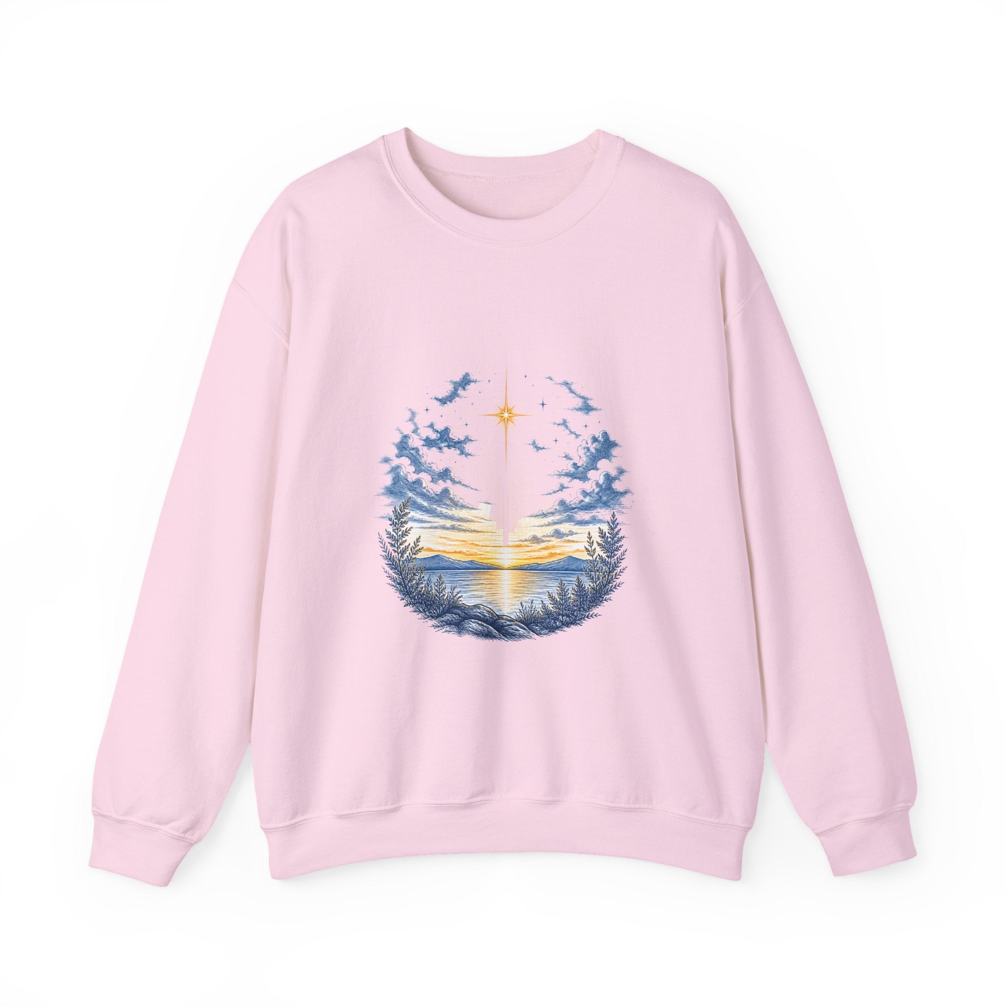 Matching Couple Sweatshirt - Evening & Morning Star Matching Couple Premium Fleece Sweatshirt Hand-Drawn Art His Hers Anniversary Gift - Design A