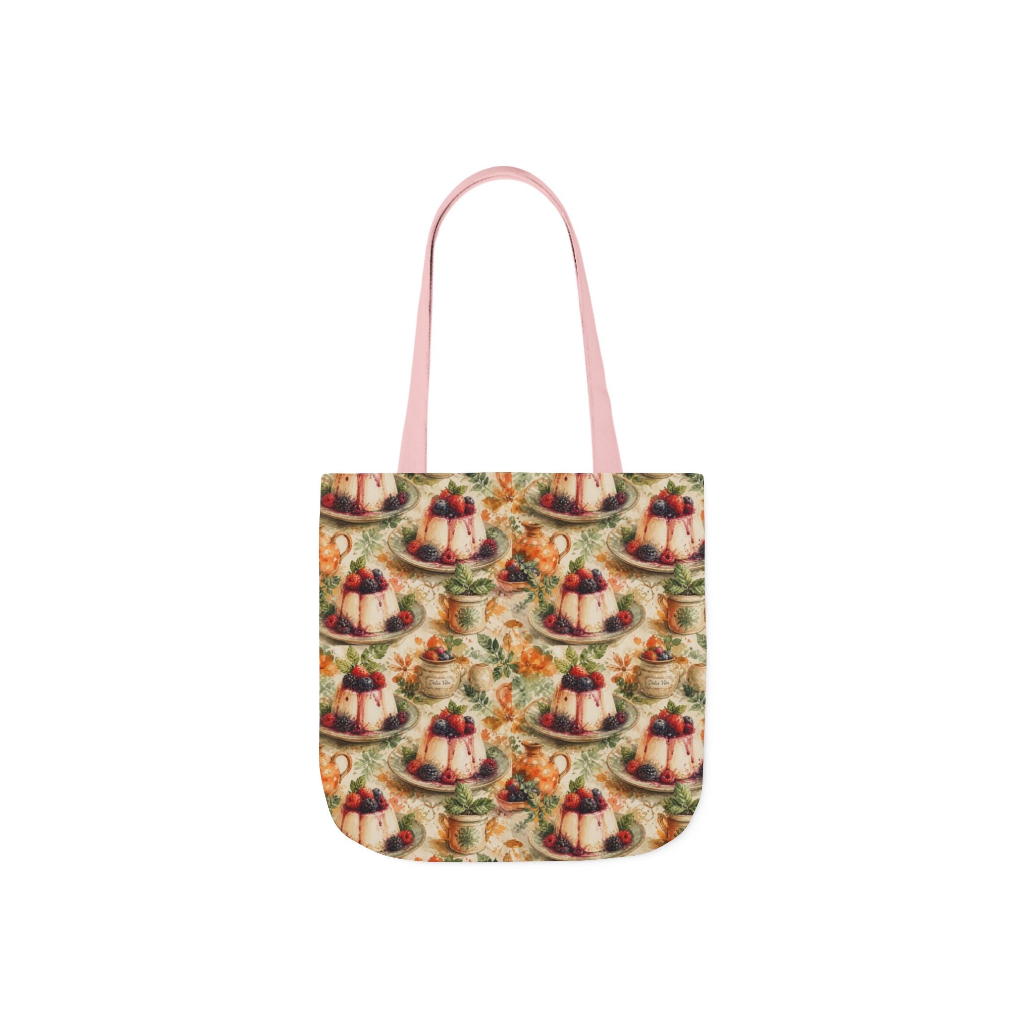 Panna Cotta Canvas Tote Bag Mediterranean Kitchen Watercolor Splash Design Italian Cottagecore Gift