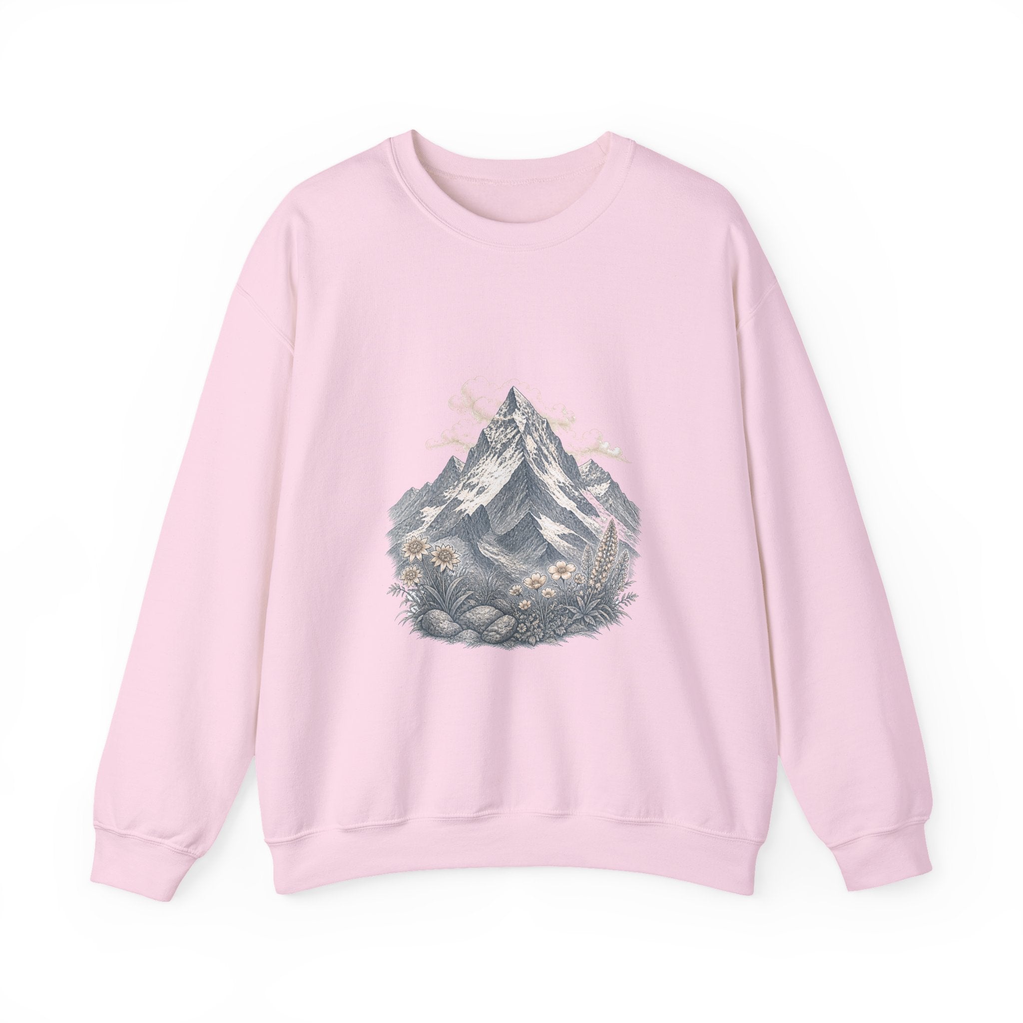 Matching Couple Sweatshirt - Mountain & Ocean Matching Couple Crewneck Sweatshirt Vintage Art His Hers Wedding Gift - Design A