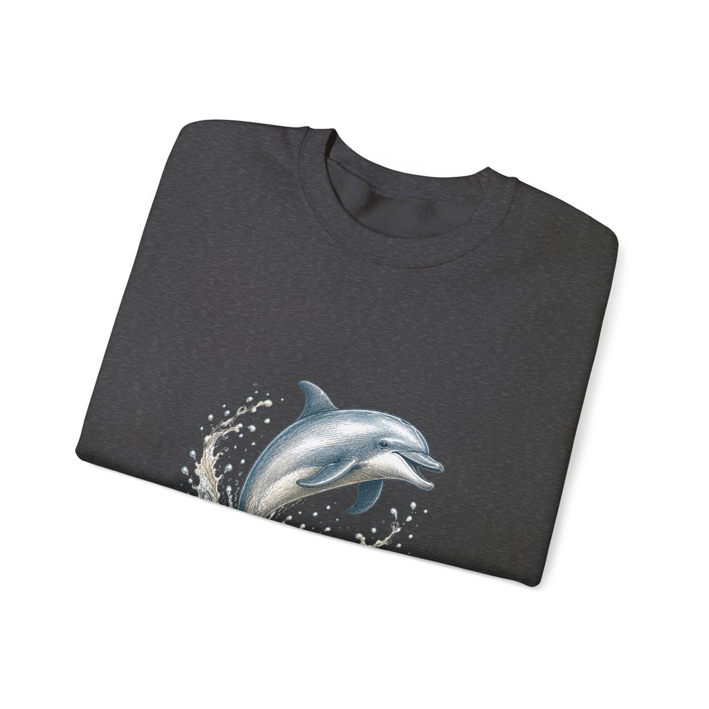 Matching Couple Sweatshirt - Shark & Dolphin Matching Couple Premium Fleece Sweatshirt Hand-Drawn Art His Hers Anniversary Gift - Design B