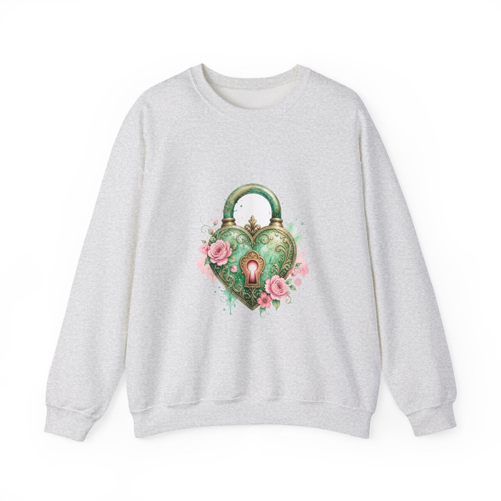 Matching Couple Sweatshirt - Key & Lock Matching Couple Crewneck Sweatshirt Watercolor Art His Hers Engagement Gift - Design B