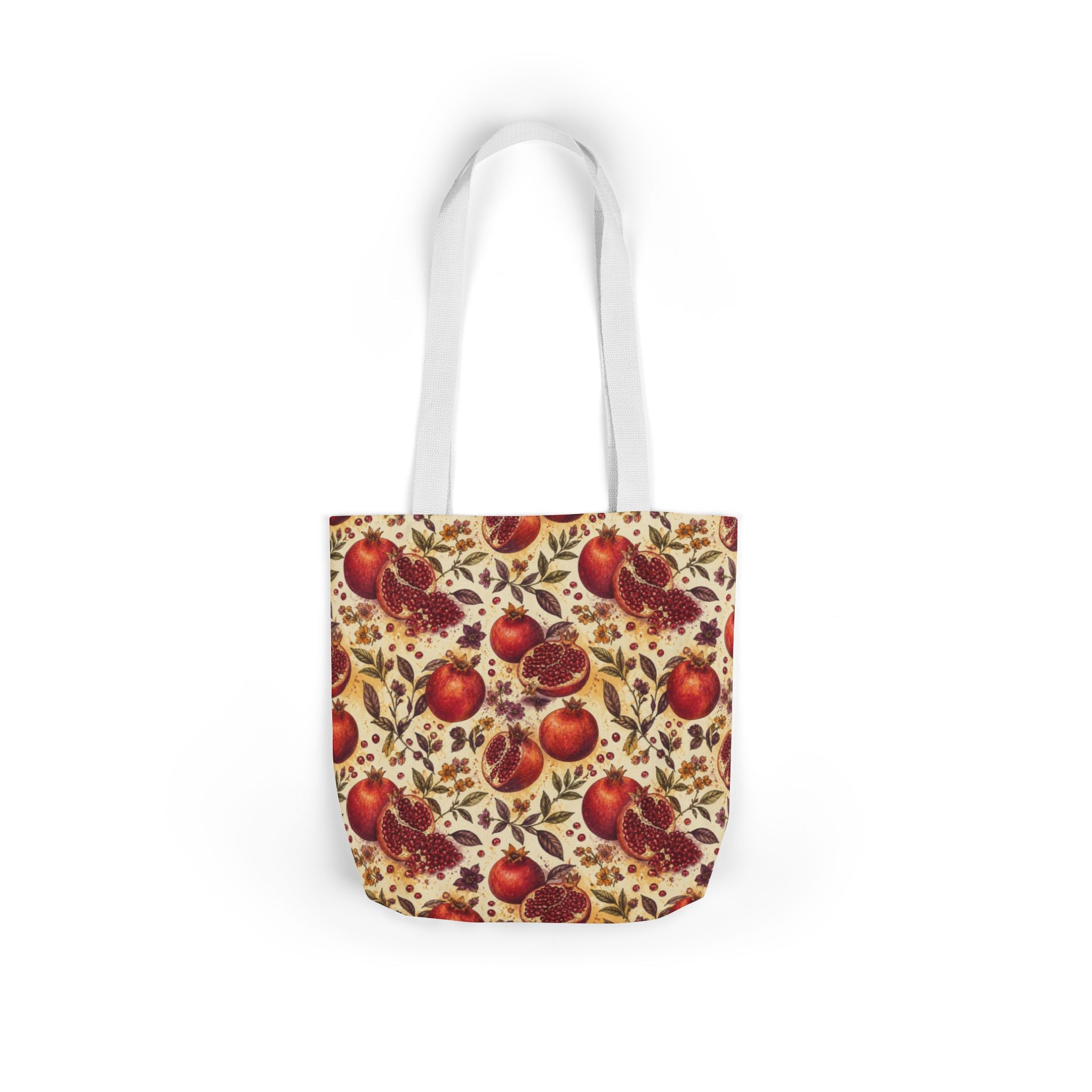 Split Pomegranates Canvas Tote Bag Mediterranean Kitchen Watercolor Design Italian Cottagecore Gift
