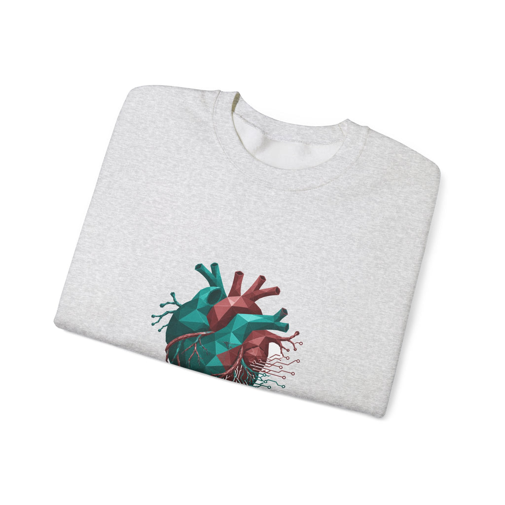 Matching Couple Sweatshirt - Robot & Heart Matching Couple Comfort Colors Crew Geometric Art His Hers Love Gift - Design B