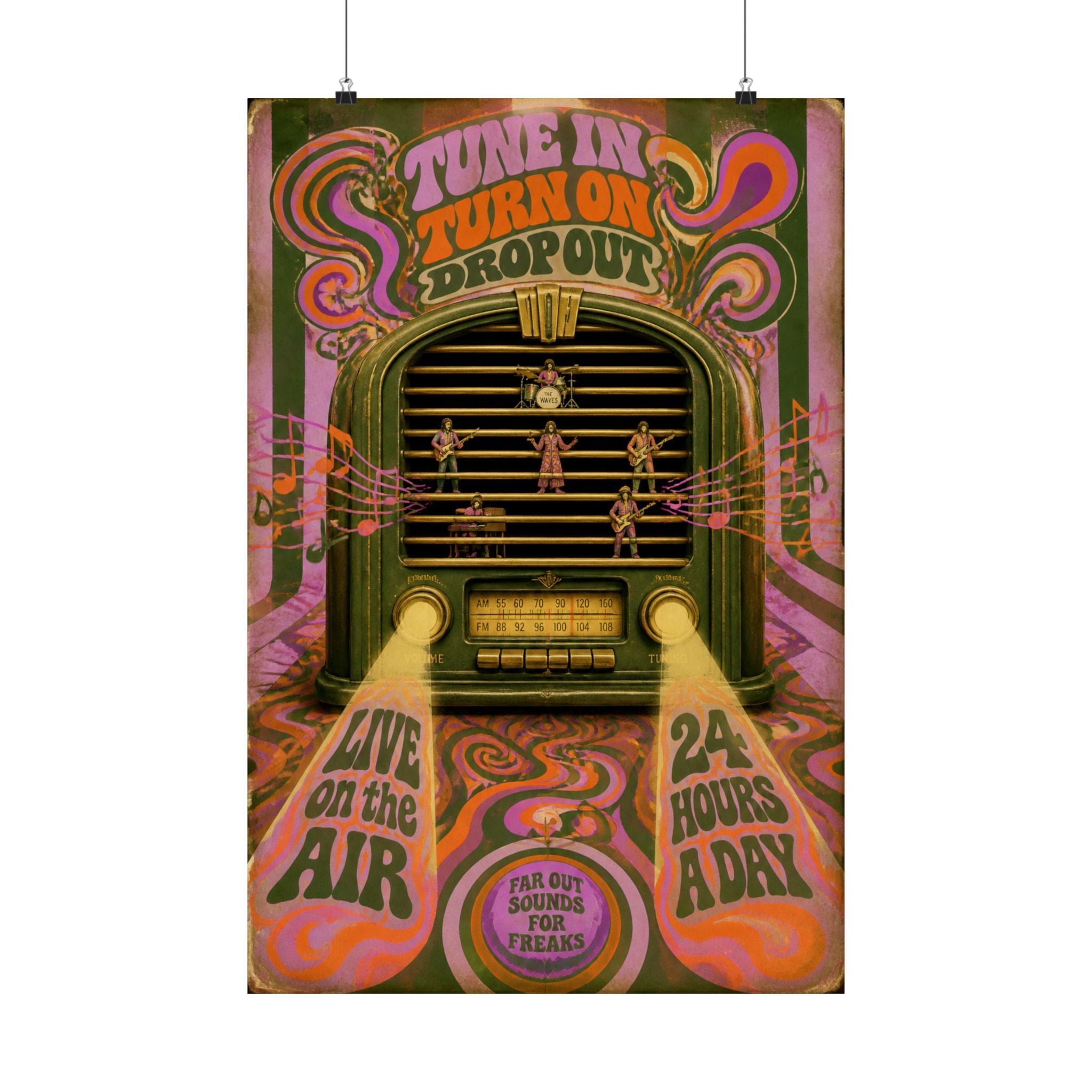 Vintage Radio Stage Wall Art Poster 24×36 Psychedelic Dining Room Decor Maximalist Print