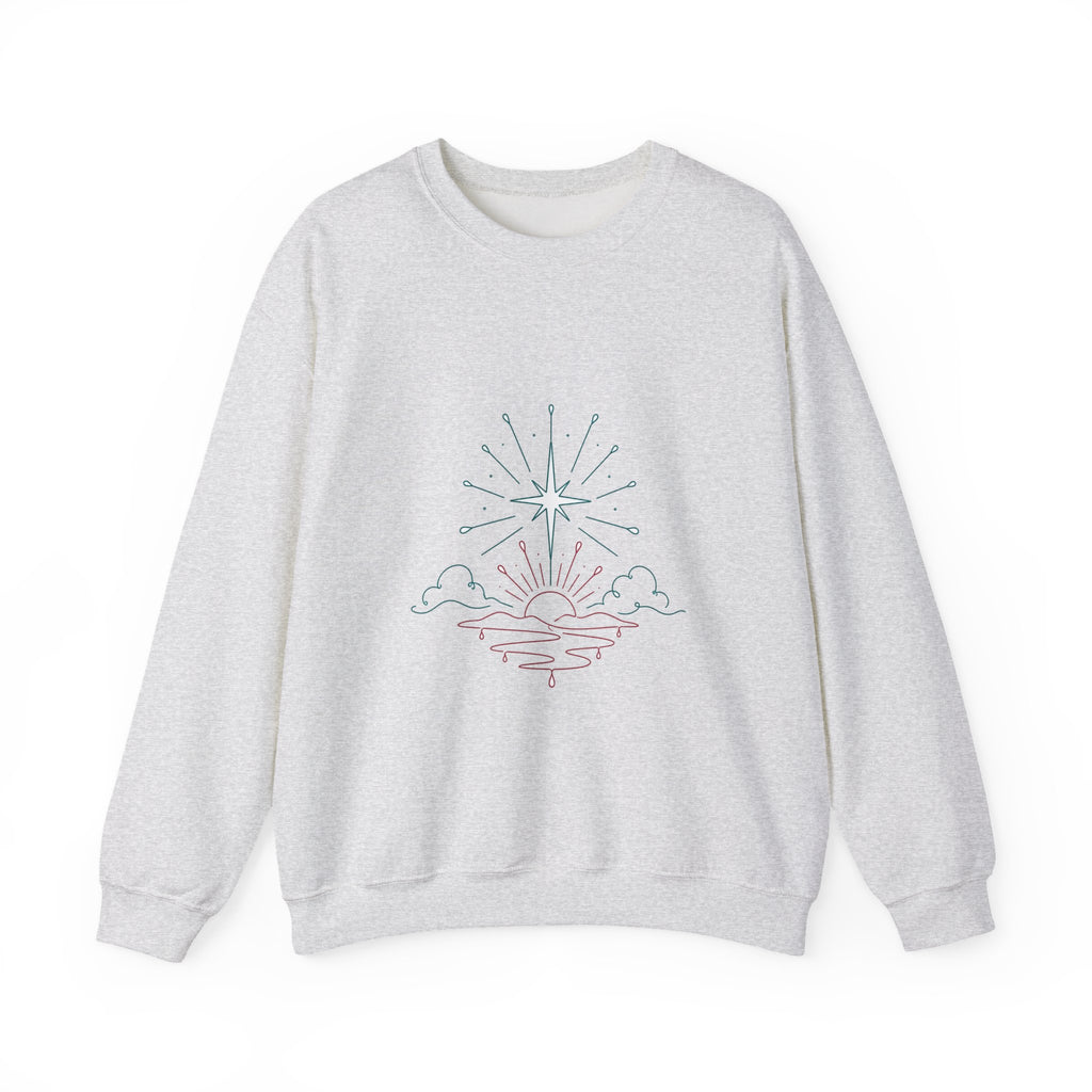 Matching Couple Sweatshirt - Evening & Morning Star Matching Couple Crewneck Sweatshirt Minimalist Art His Hers Valentine Gift - Design B