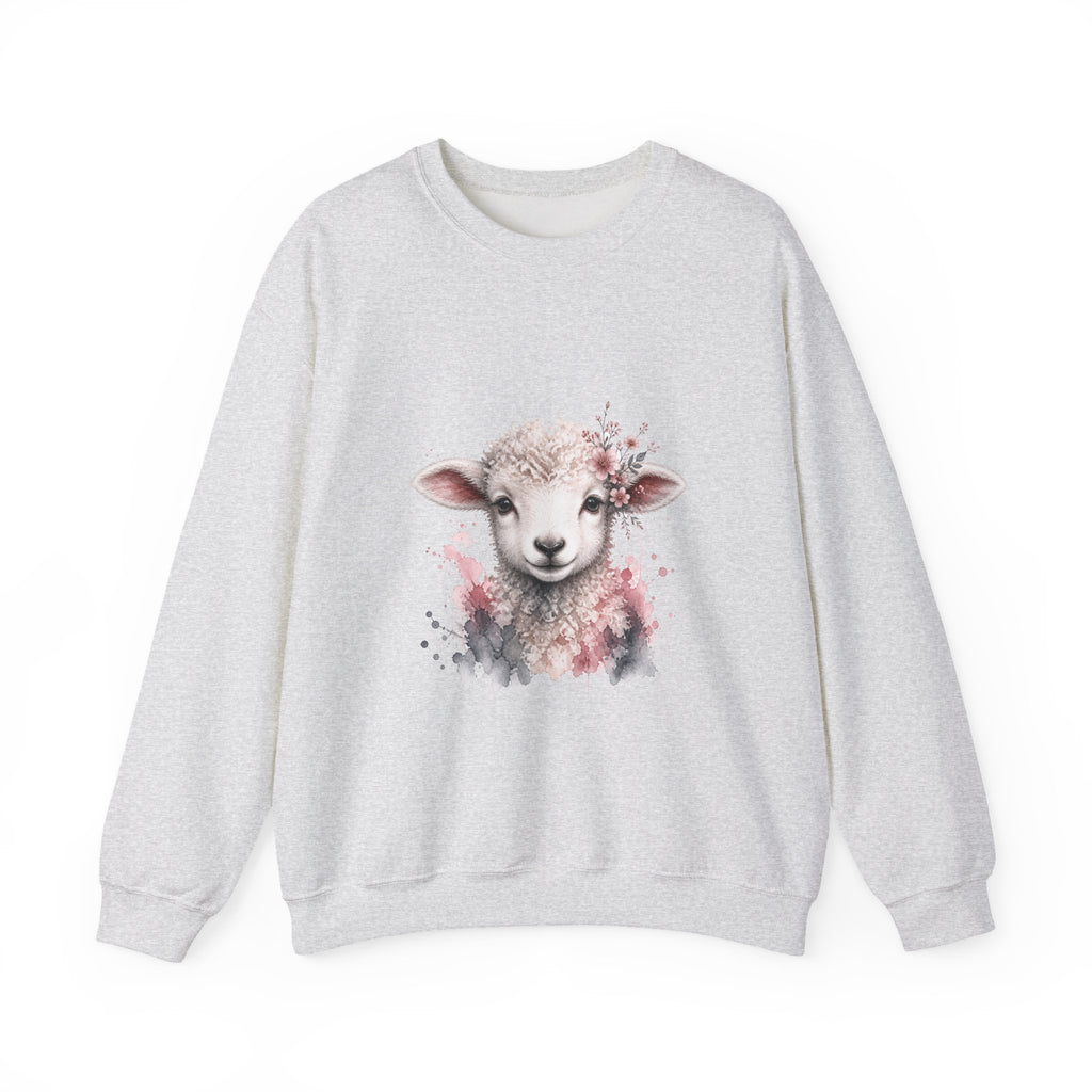 Matching Couple Sweatshirt - Lion & Lamb Matching Couple Crewneck Sweatshirt Watercolor Art His Hers Engagement Gift - Design B