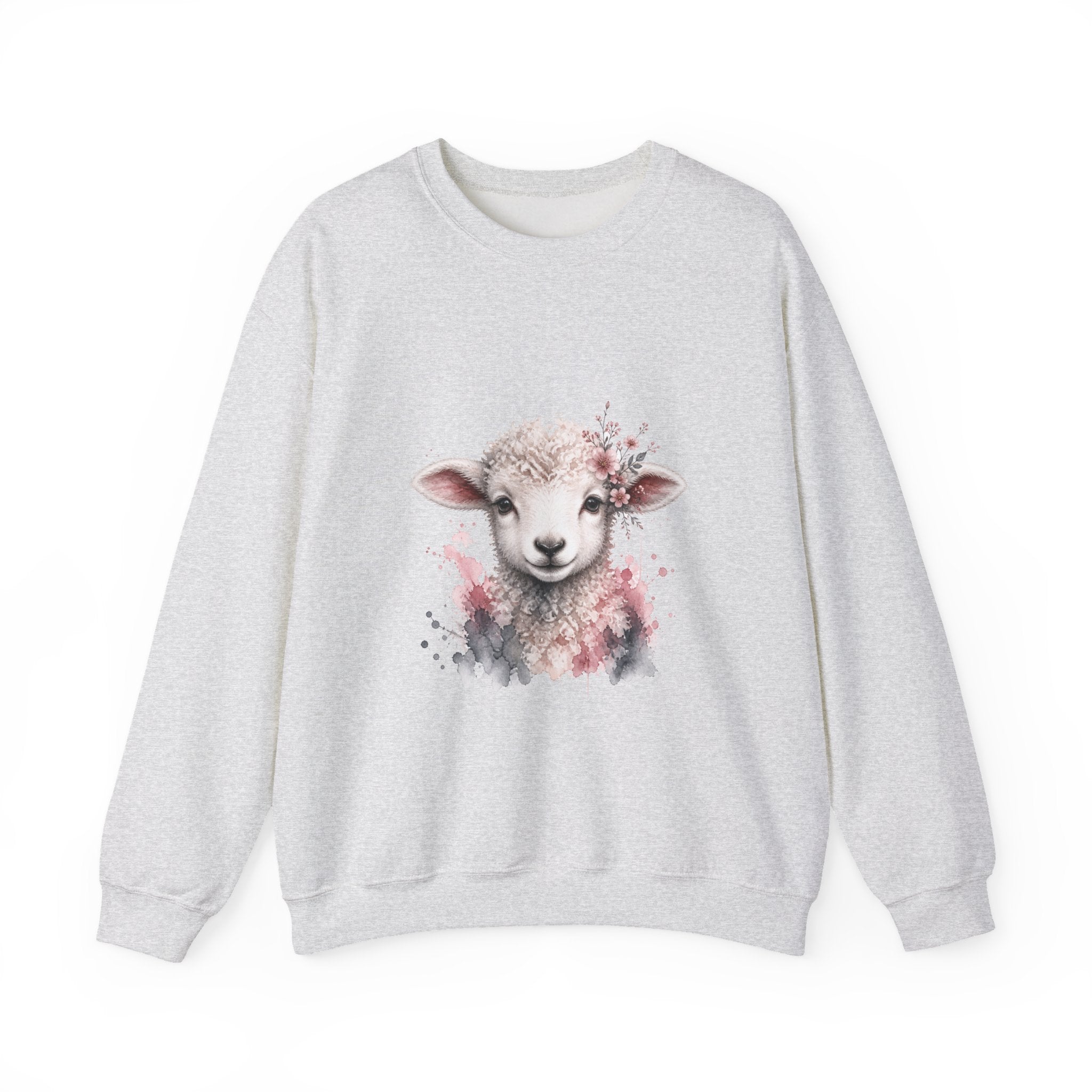 Matching Couple Sweatshirt - Lion & Lamb Matching Couple Crewneck Sweatshirt Watercolor Art His Hers Engagement Gift - Design B