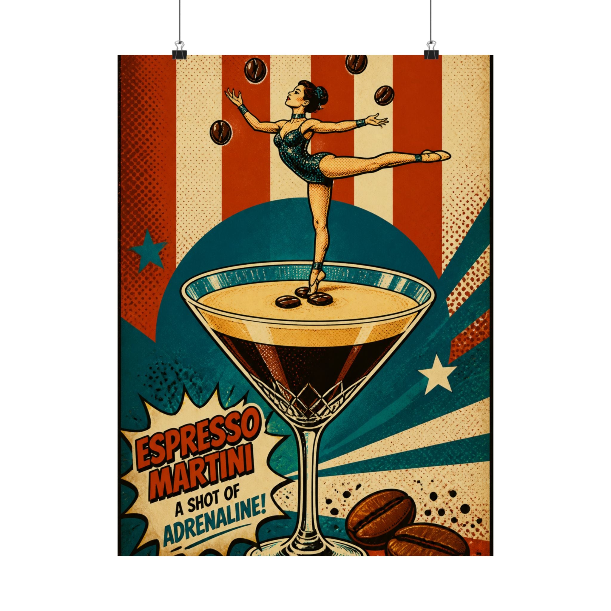 Espresso Martini Acrobat Wall Art Poster 18×24 Pop Art Living Room Decor Maximalist Print