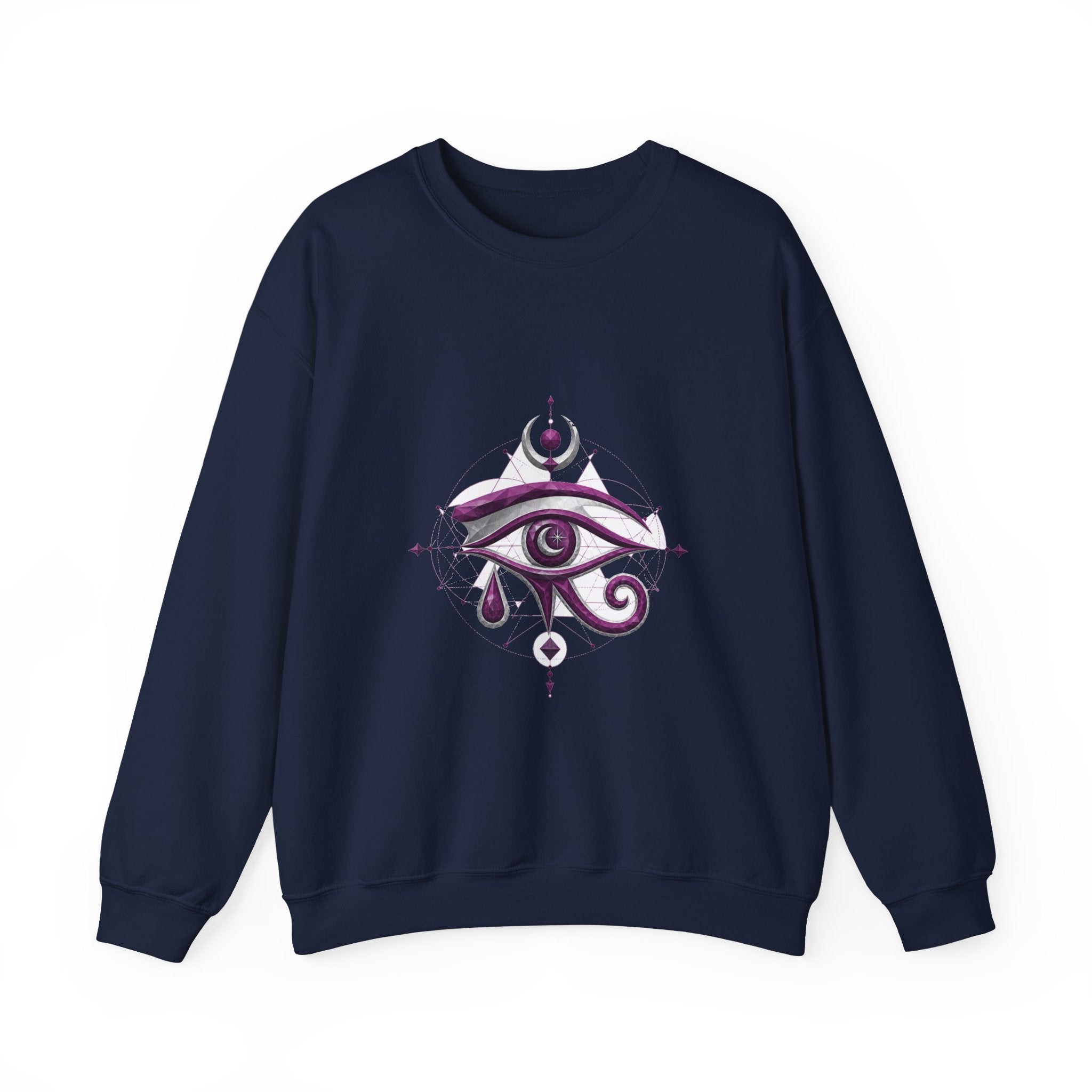 Matching Couple Sweatshirt - Eye of Ra & Horus Matching Couple Crewneck Sweatshirt Geometric Art His Hers Couple Gift - Design B