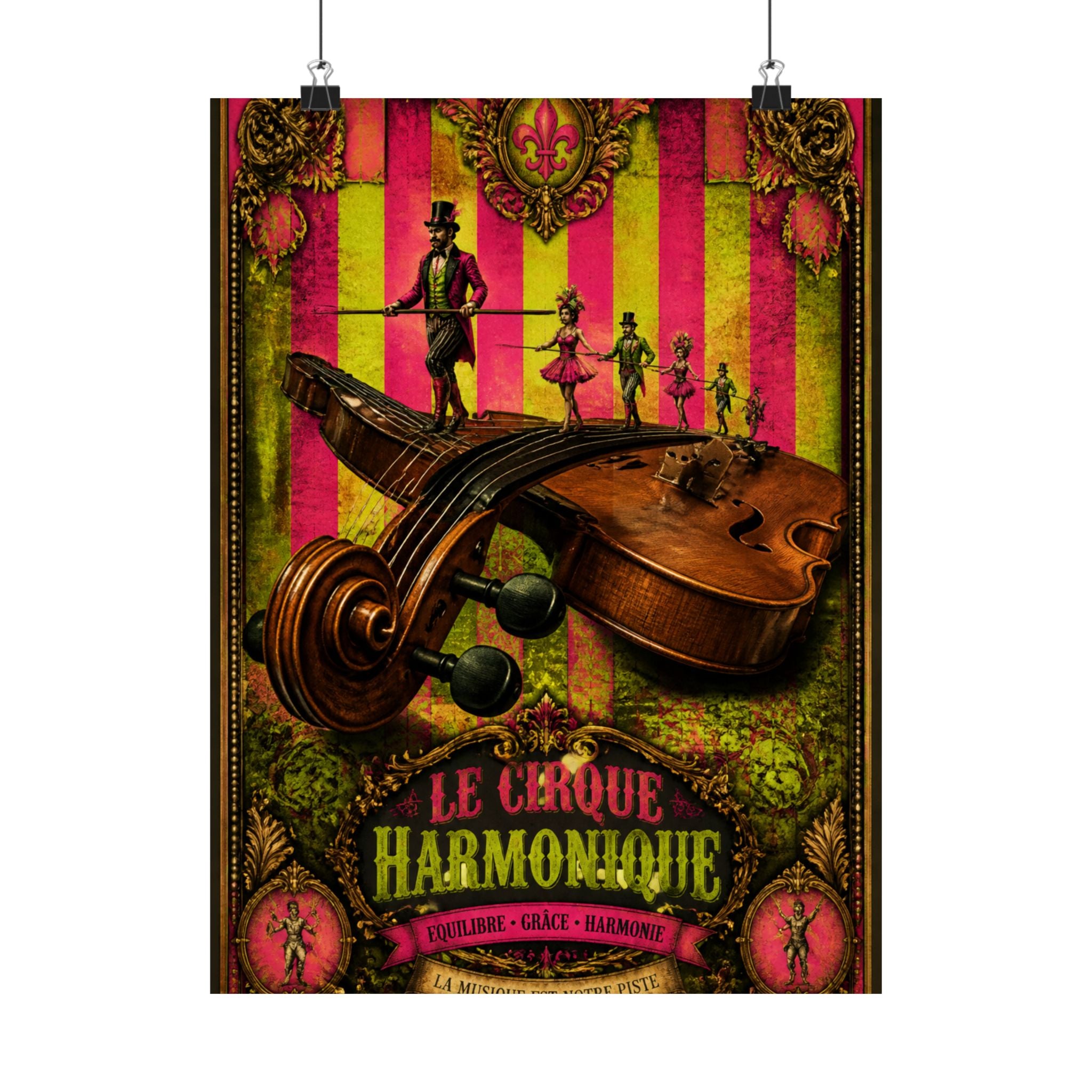 Violin Tightrope Bridge Wall Art Poster 24×36 Baroque Studio Decor Maximalist Print