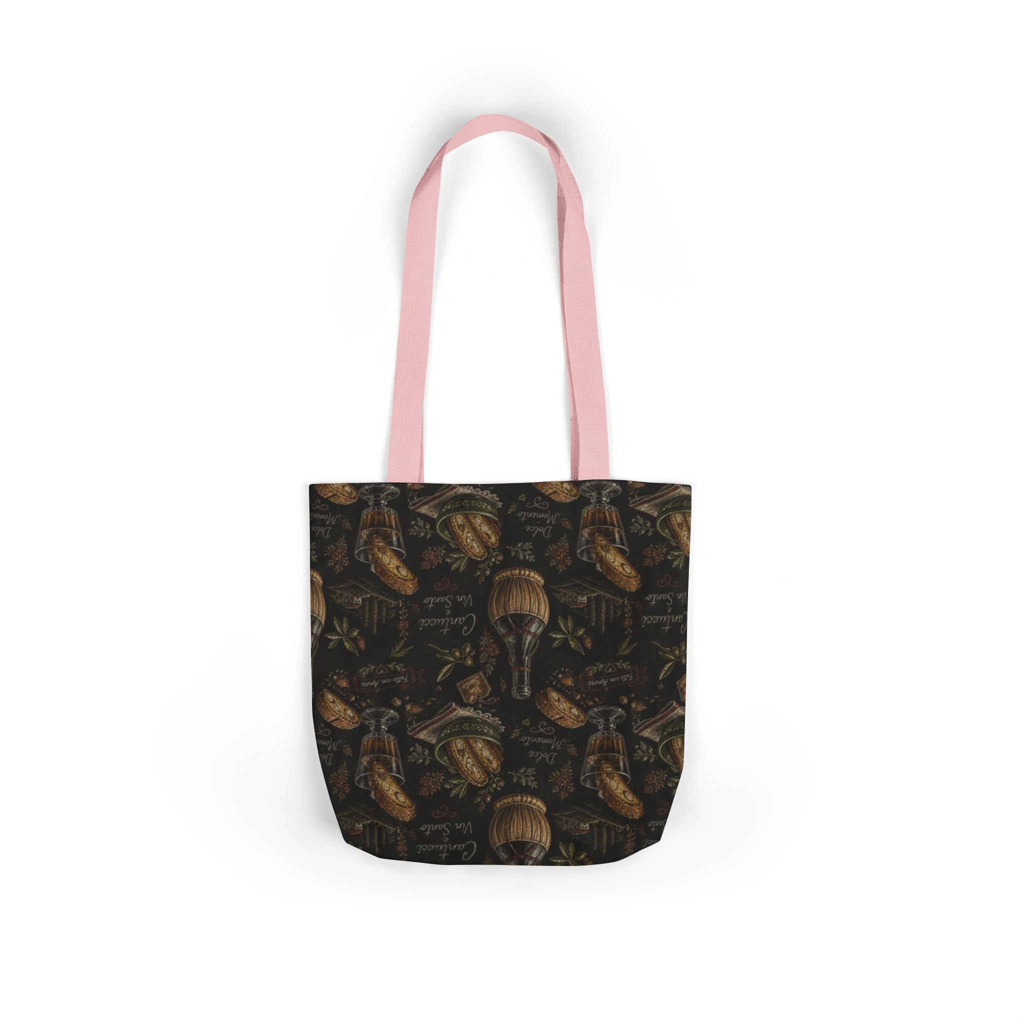 Biscotti & Vin Santo Canvas Tote Bag Mediterranean Kitchen Chalk Art Design Italian Cottagecore Gift