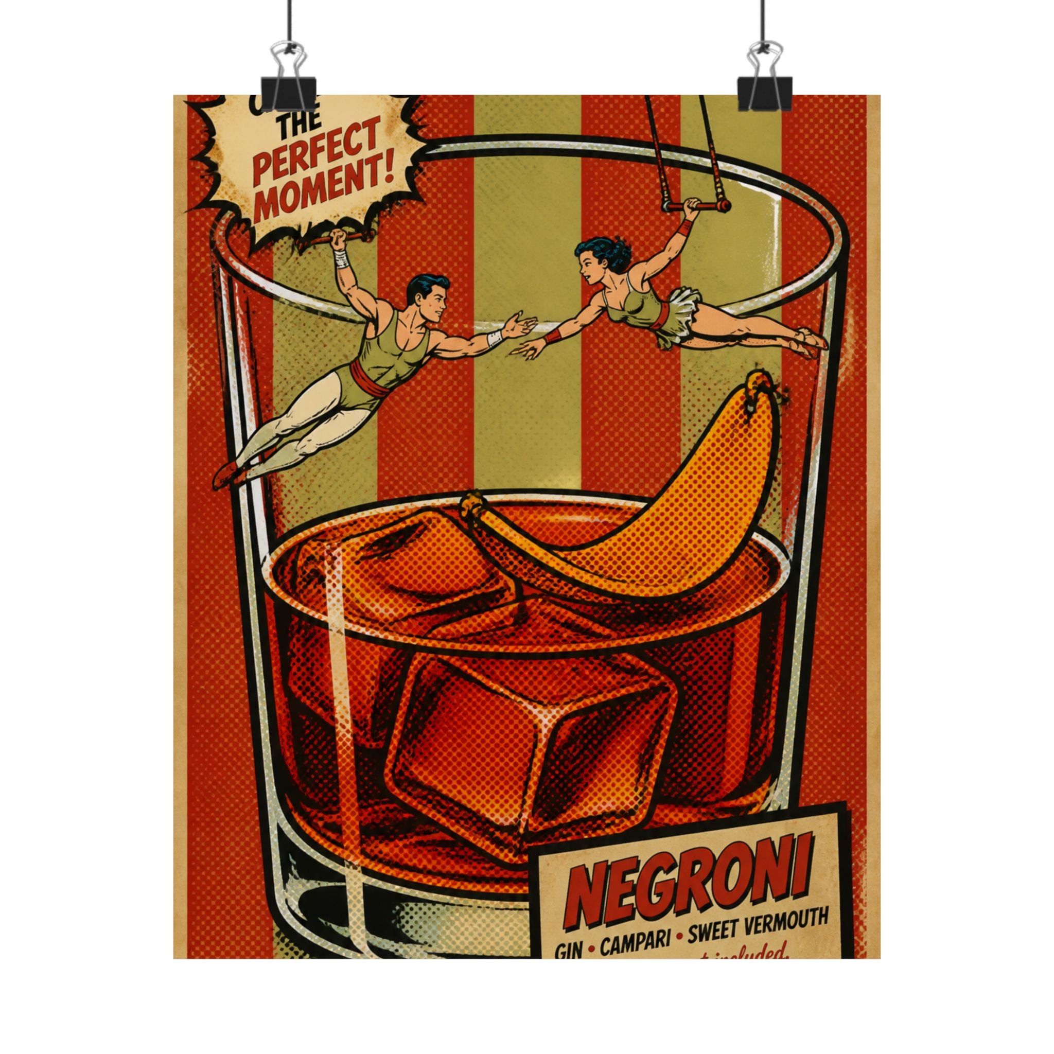 Negroni Trapeze Act Wall Art Poster 24×36 Pop Art Restaurant Decor Maximalist Print