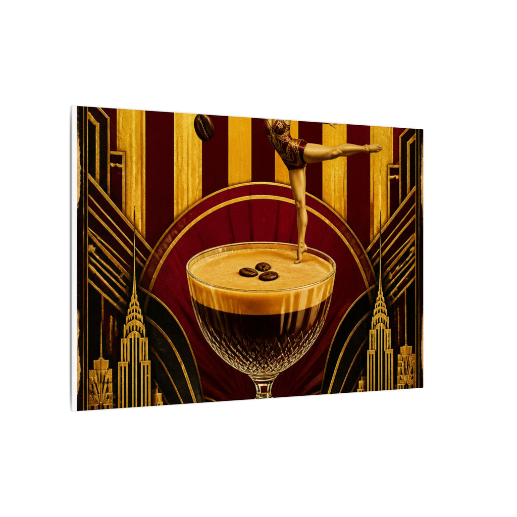 Espresso Martini Acrobat Wall Art Canvas 16×20 Art Deco Entryway Decor Maximalist Print