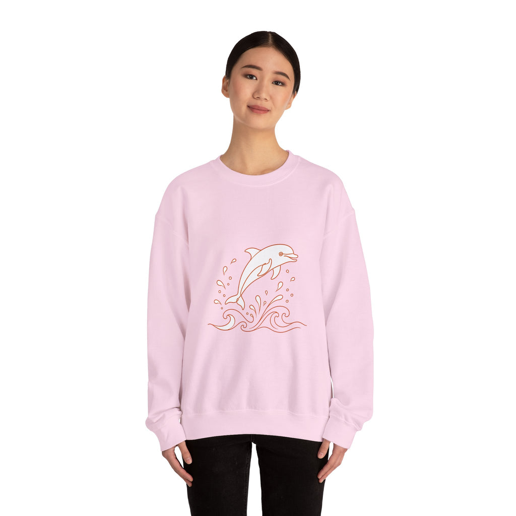 Matching Couple Sweatshirt - Shark & Dolphin Matching Couple Crewneck Sweatshirt Minimalist Art His Hers Valentine Gift - Design B