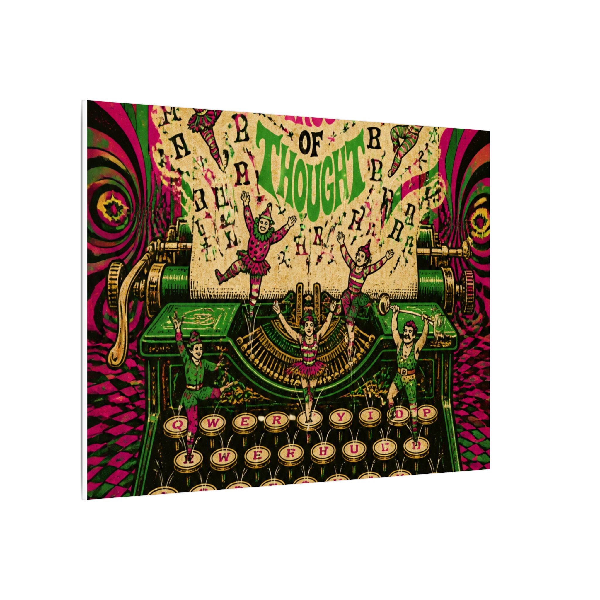 Typewriter Flying Letters Wall Art Canvas 24×36 Psychedelic Dining Room Decor Maximalist Print