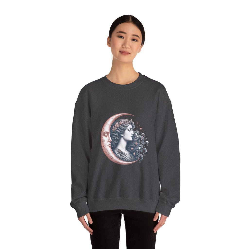 Matching Couple Sweatshirt - Helios & Selene Matching Couple Premium Fleece Sweatshirt Vintage Art His Hers Honeymoon Gift - Design B