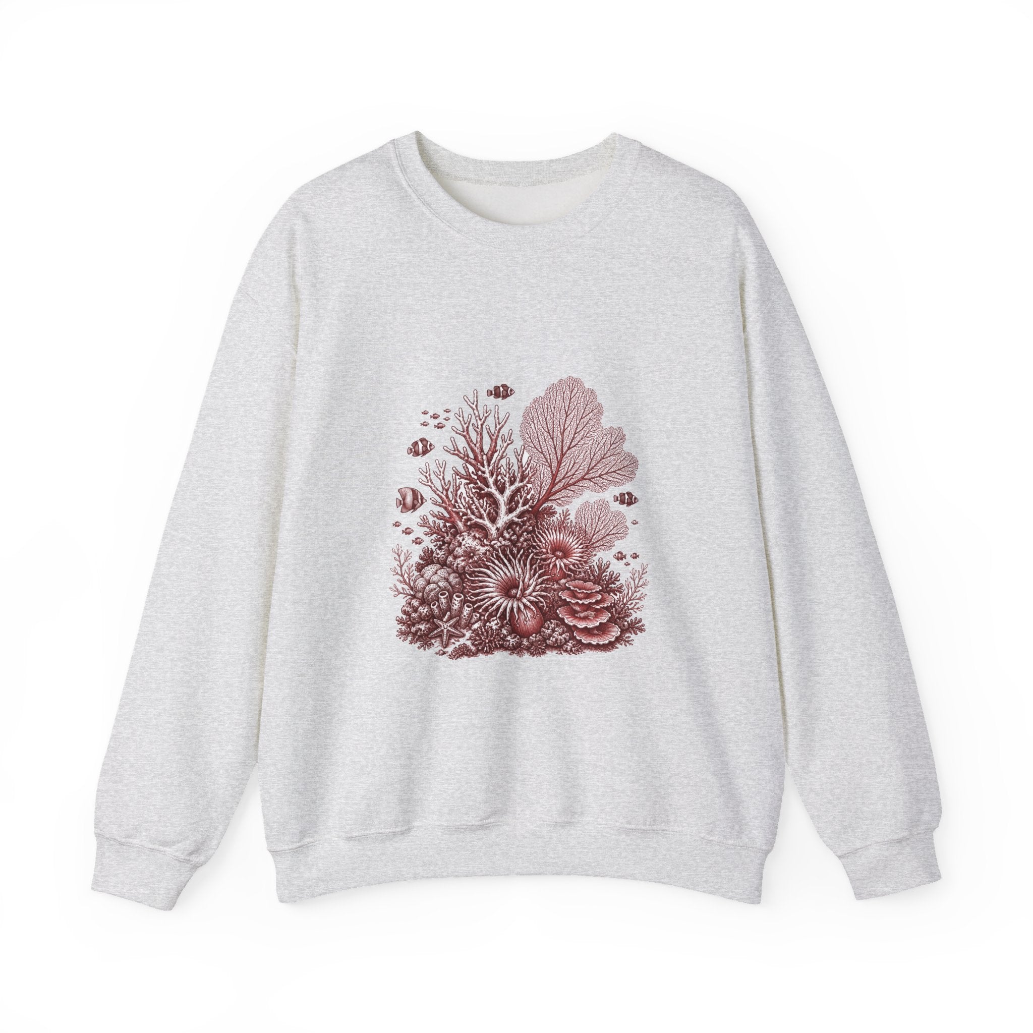 Matching Couple Sweatshirt - Coral Reef & Deep Sea Matching Couple Premium Fleece Sweatshirt Hand-Drawn Art His Hers Anniversary Gift - Design A