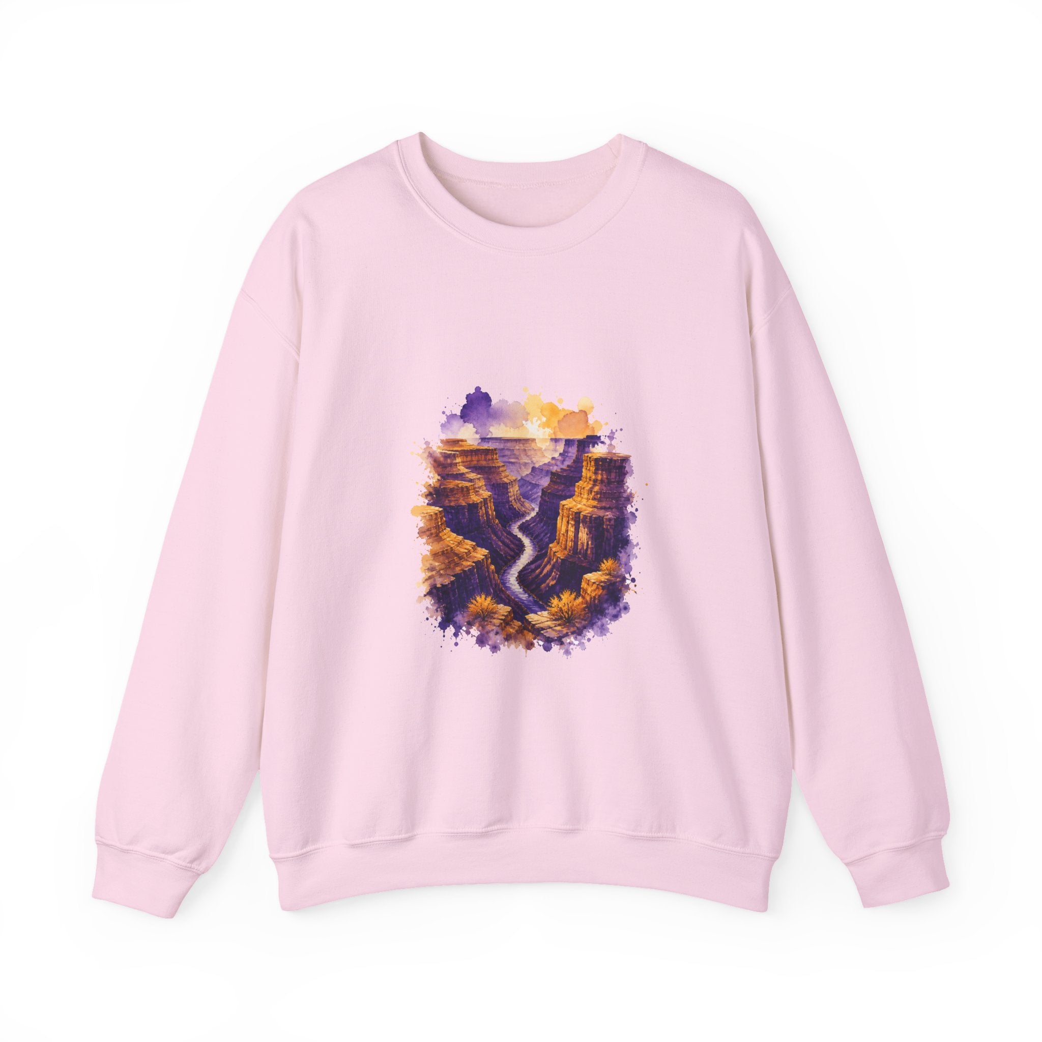 Matching Couple Sweatshirt - Lavender Fields & Canyon Matching Couple Premium Fleece Sweatshirt Watercolor Art His Hers Birthday Gift - Design B