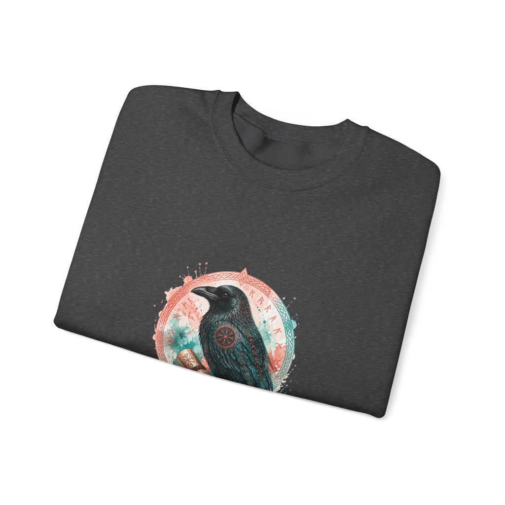 Matching Couple Sweatshirt - Huginn & Muninn Matching Couple Crewneck Sweatshirt Watercolor Art His Hers Engagement Gift - Design B