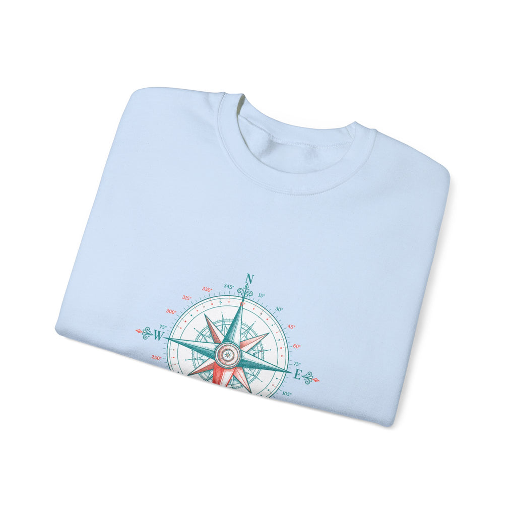 Matching Couple Sweatshirt - Compass North & South Matching Couple Premium Fleece Sweatshirt Hand-Drawn Art His Hers Anniversary Gift - Design B