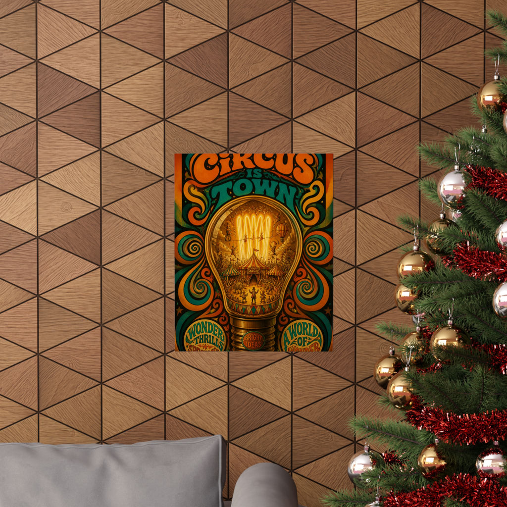 Light Bulb Circus Wall Art Poster 18×24 Psychedelic Cafe Decor Maximalist Print