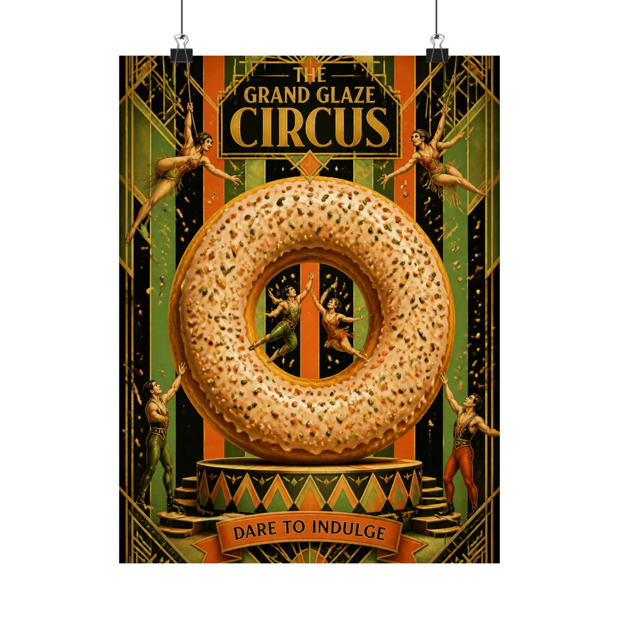 Donut Circus Ring Wall Art Poster 18×24 Art Deco Entryway Decor Maximalist Print