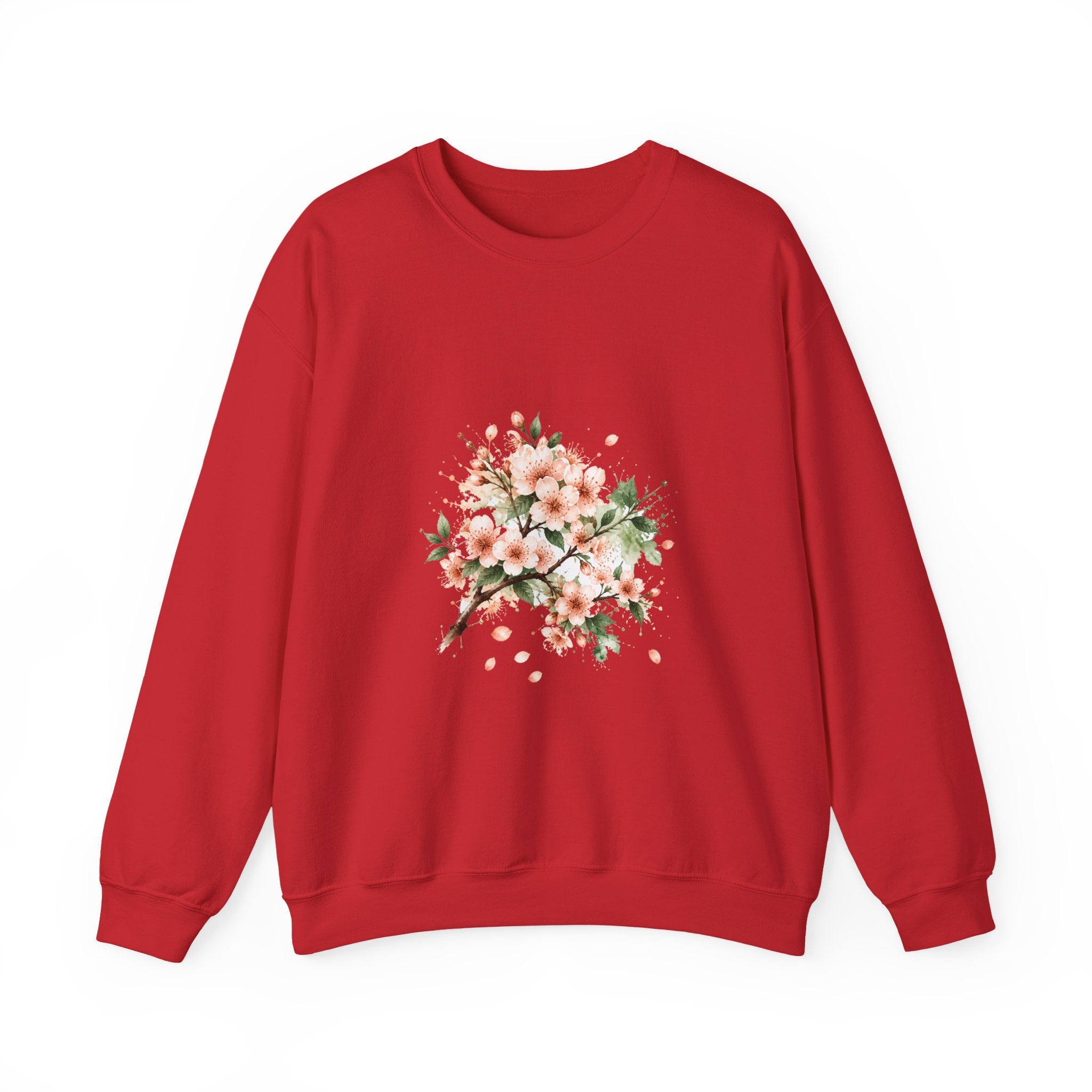 Matching Couple Sweatshirt - Cherry Blossom & Maple Leaf Matching Couple Comfort Colors Crew Watercolor Art His Hers Birthday Gift - Design A