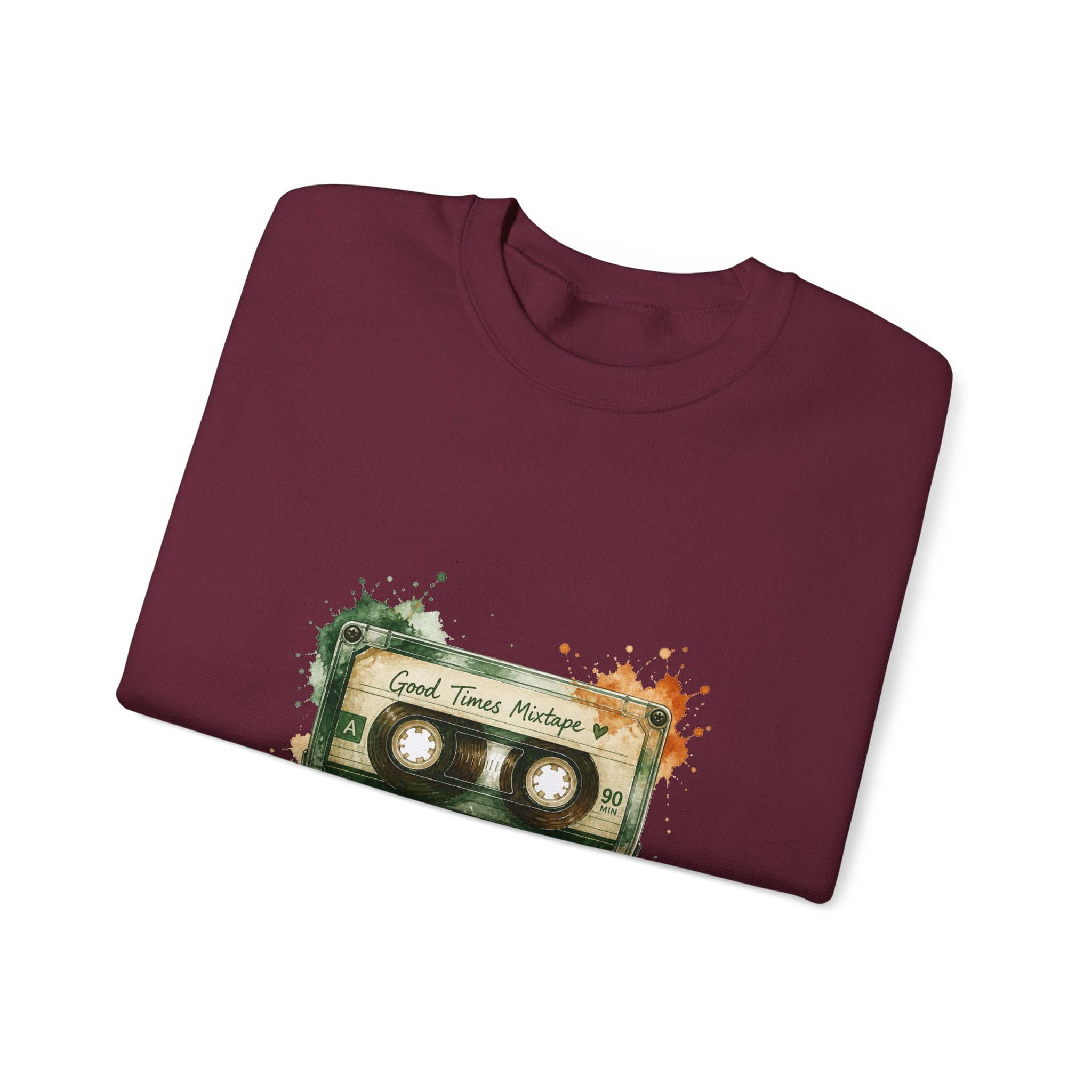 Matching Couple Sweatshirt - Vinyl & Cassette Matching Couple Premium Fleece Sweatshirt Watercolor Art His Hers Birthday Gift - Design B