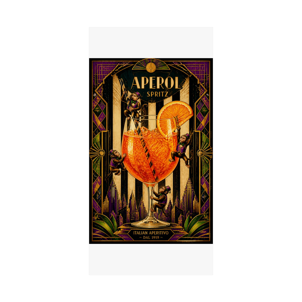 Aperol Spritz Monkeys Wall Art Poster 18×24 Art Deco Entryway Decor Maximalist Print
