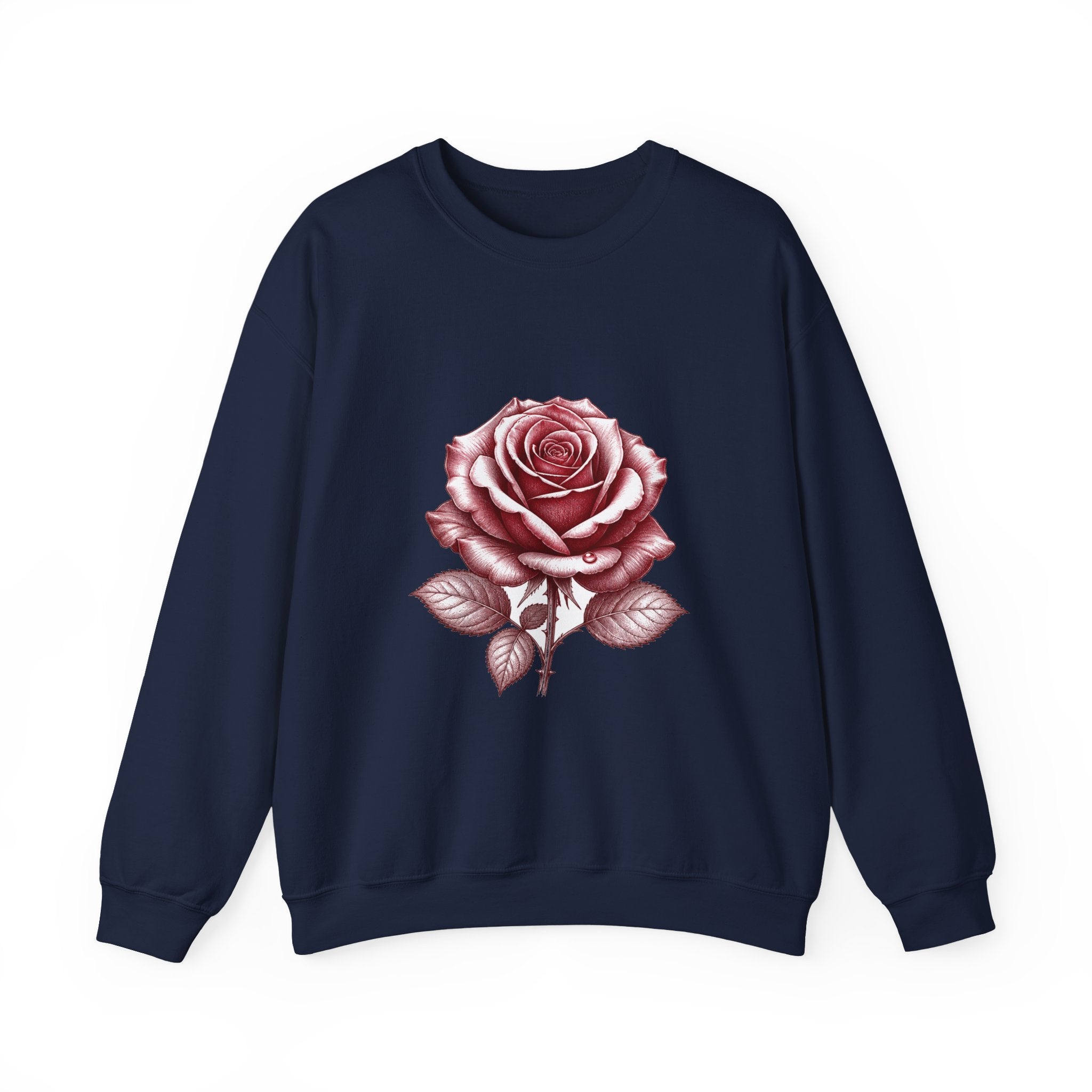 Matching Couple Sweatshirt - Rose & Thorn Matching Couple Crewneck Sweatshirt Hand-Drawn Art His Hers Best Friend Gift - Design A