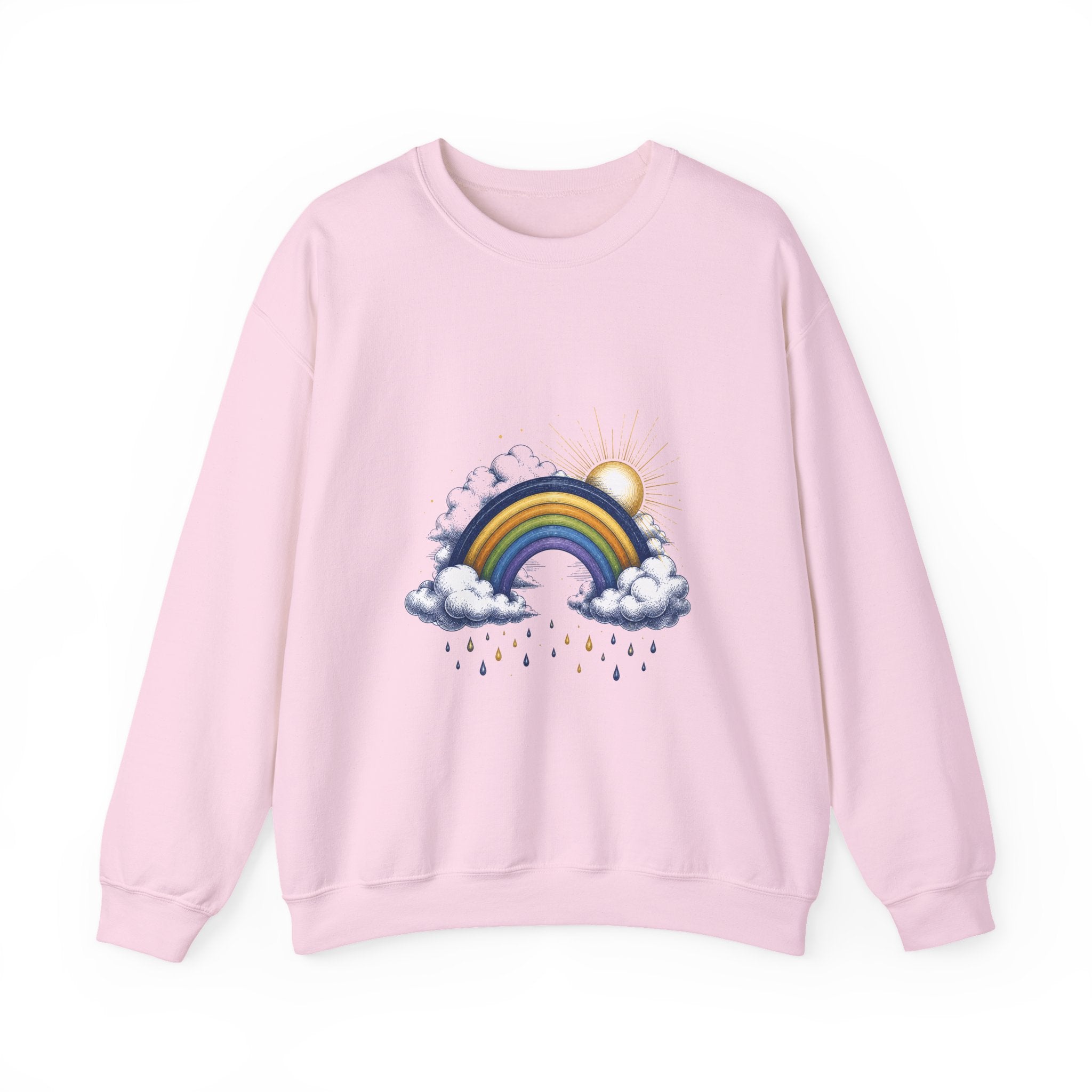 Matching Couple Sweatshirt - Storm & Rainbow Matching Couple Crewneck Sweatshirt Hand-Drawn Art His Hers Best Friend Gift - Design B