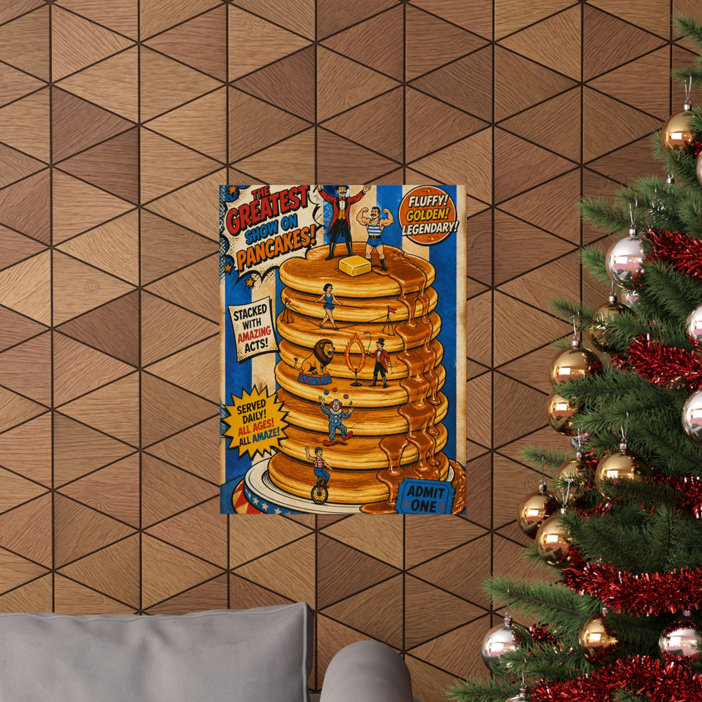 Pancake Stack Platform Wall Art Poster 24×36 Pop Art Restaurant Decor Maximalist Print