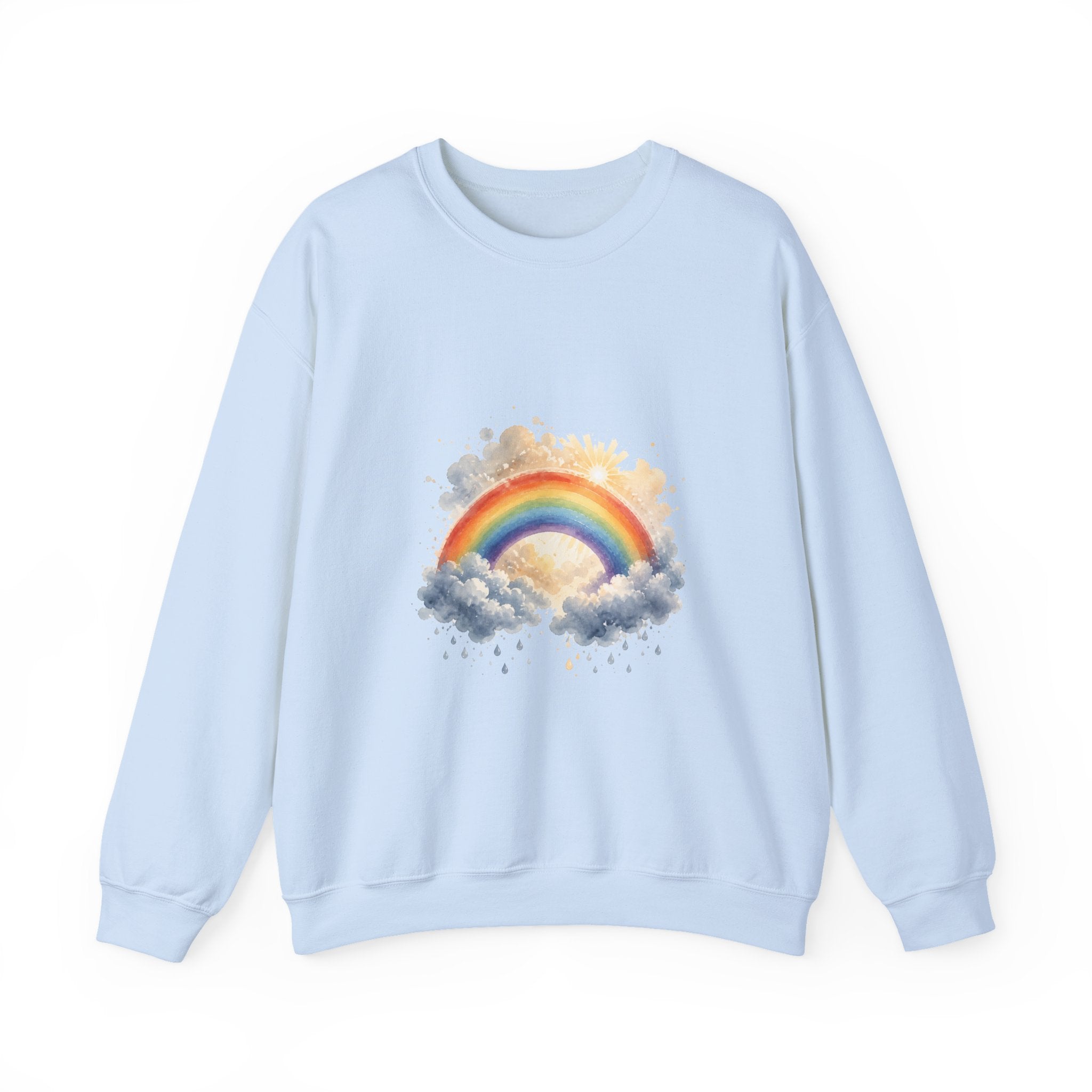 Matching Couple Sweatshirt - Storm & Rainbow Matching Couple Crewneck Sweatshirt Watercolor Art His Hers Engagement Gift - Design B