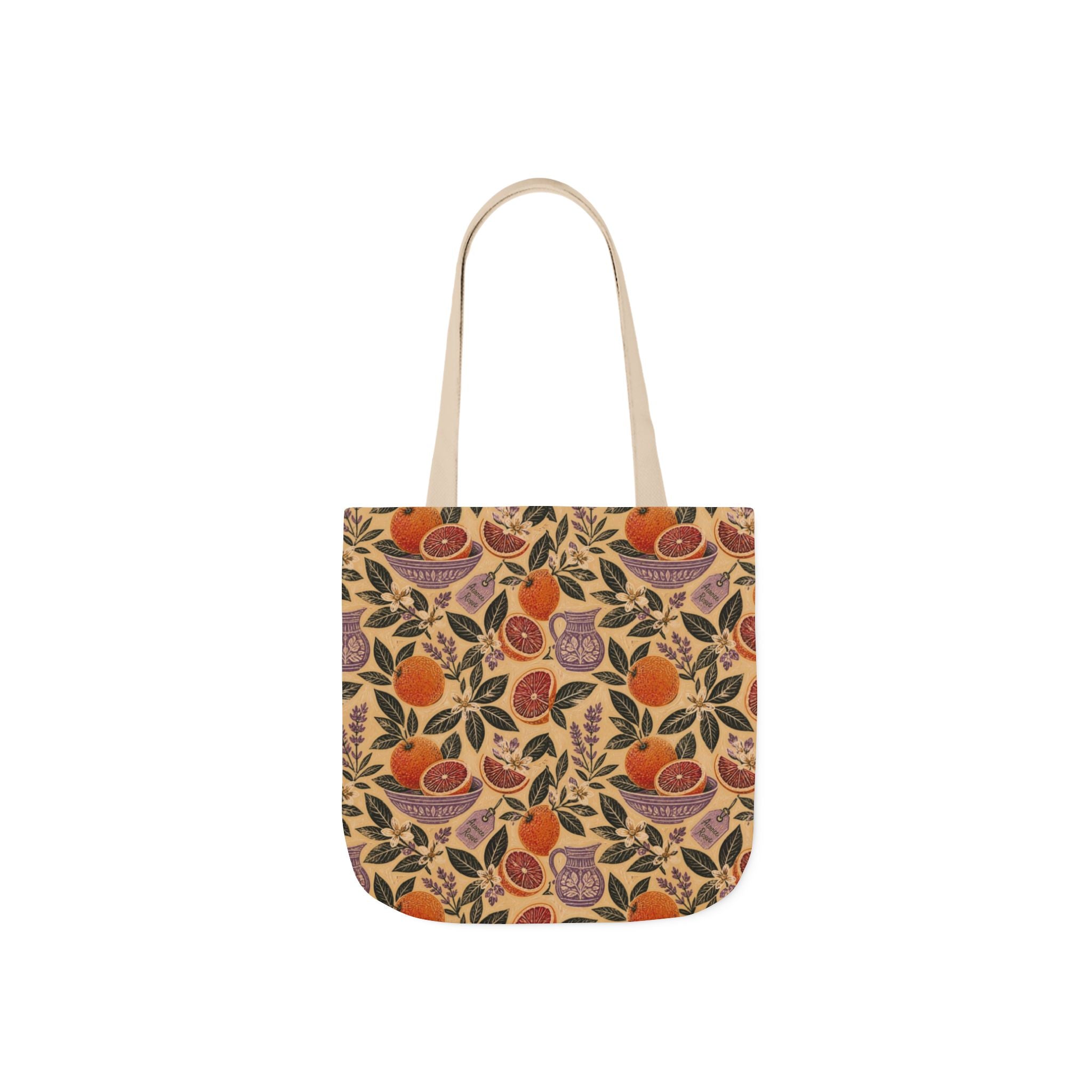 Blood Oranges Canvas Tote Bag Mediterranean Kitchen Linocut Design Italian Cottagecore Gift