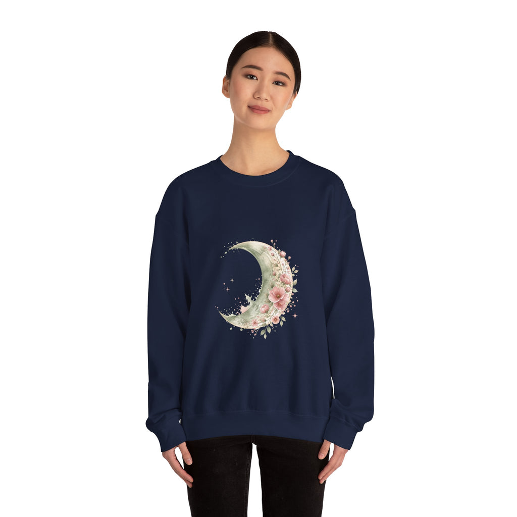 Matching Couple Sweatshirt - Waxing & Waning Moon Matching Couple Crewneck Sweatshirt Watercolor Art His Hers Engagement Gift - Design A