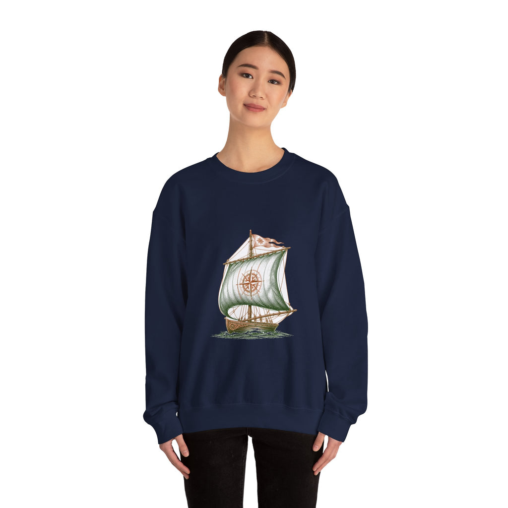 Matching Couple Sweatshirt - Anchor & Sail Matching Couple Crewneck Sweatshirt Vintage Art His Hers Wedding Gift - Design B