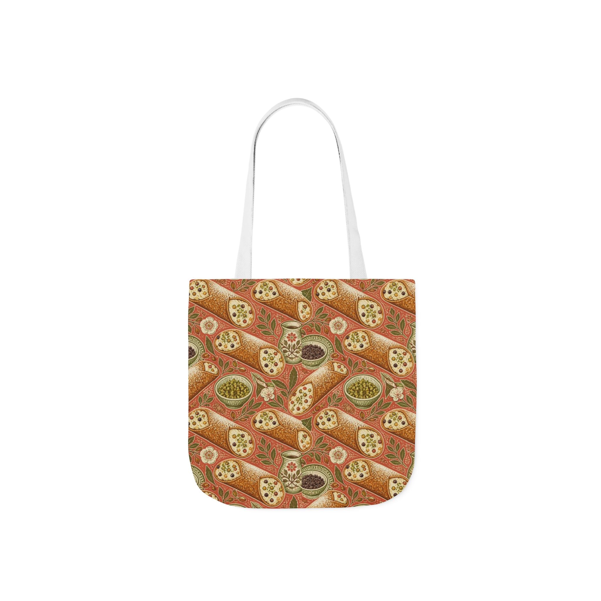Sicilian Cannoli Canvas Tote Bag Mediterranean Kitchen Linocut Design Italian Cottagecore Gift
