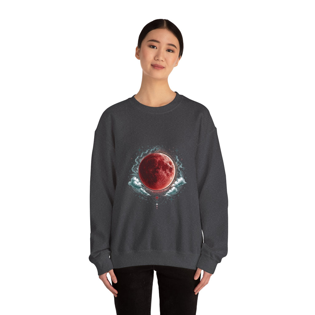 Matching Couple Sweatshirt - Solar & Lunar Eclipse Matching Couple Premium Fleece Sweatshirt Hand-Drawn Art His Hers Anniversary Gift - Design B
