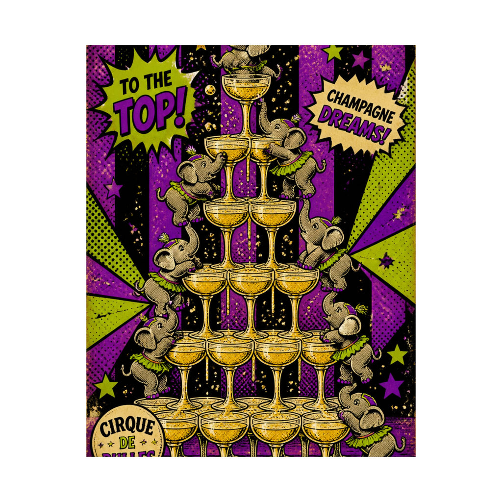 Champagne Tower Elephants Wall Art Poster 18×24 Pop Art Living Room Decor Maximalist Print