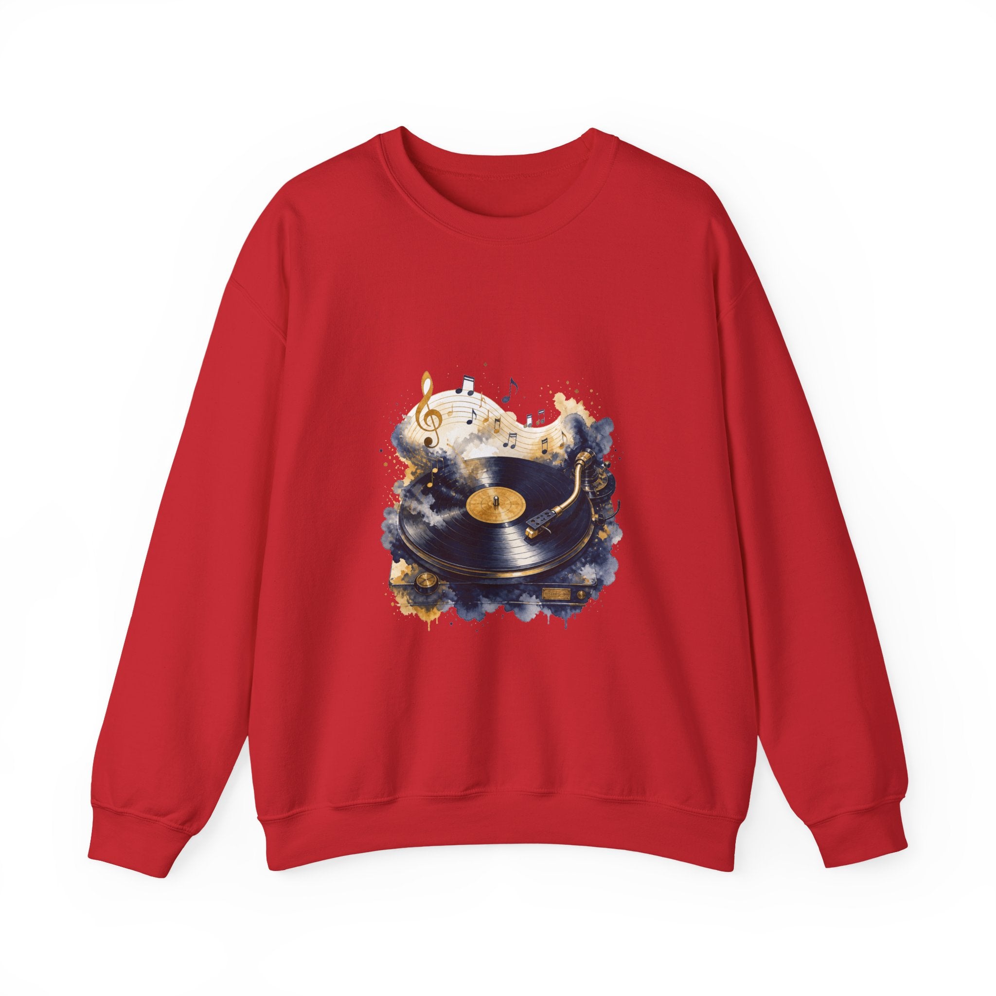 Matching Couple Sweatshirt - Vinyl & Cassette Matching Couple Crewneck Sweatshirt Watercolor Art His Hers Engagement Gift - Design A
