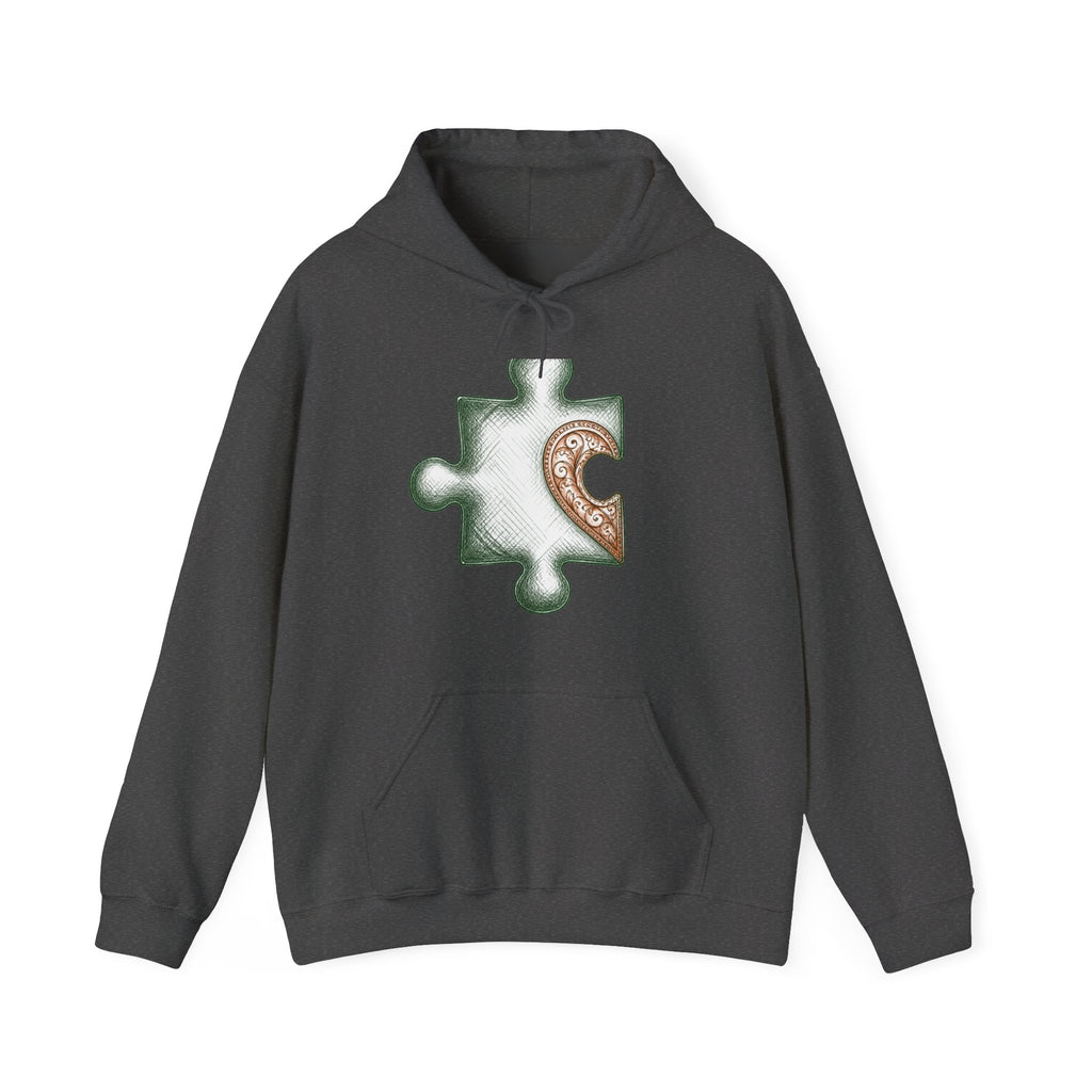 Matching Couple Sweatshirt - Puzzle Pieces Matching Couple Hooded Sweatshirt Hand-Drawn Art His Hers Best Friend Gift - Design A