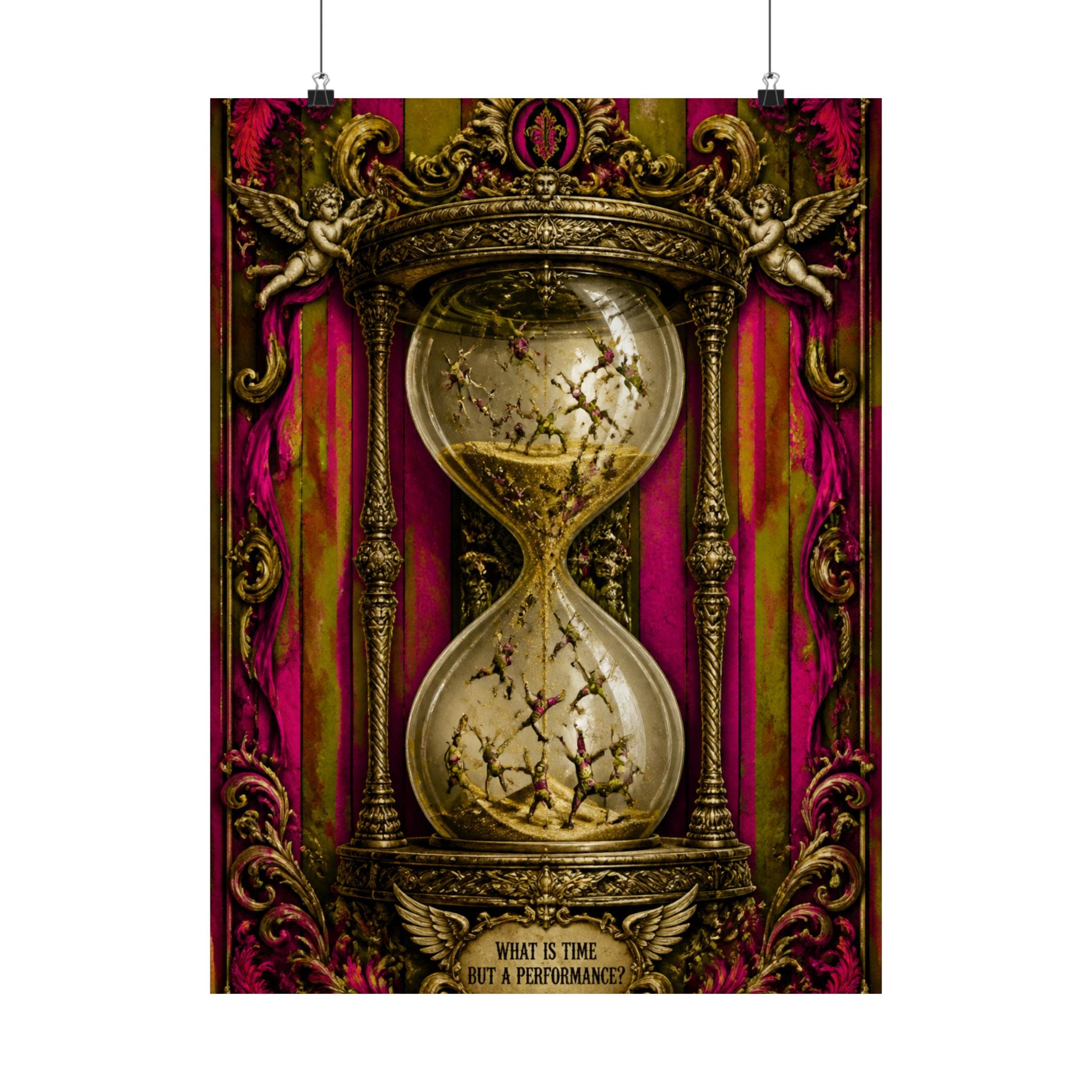 Hourglass Acrobats Wall Art Poster 24×36 Baroque Studio Decor Maximalist Print