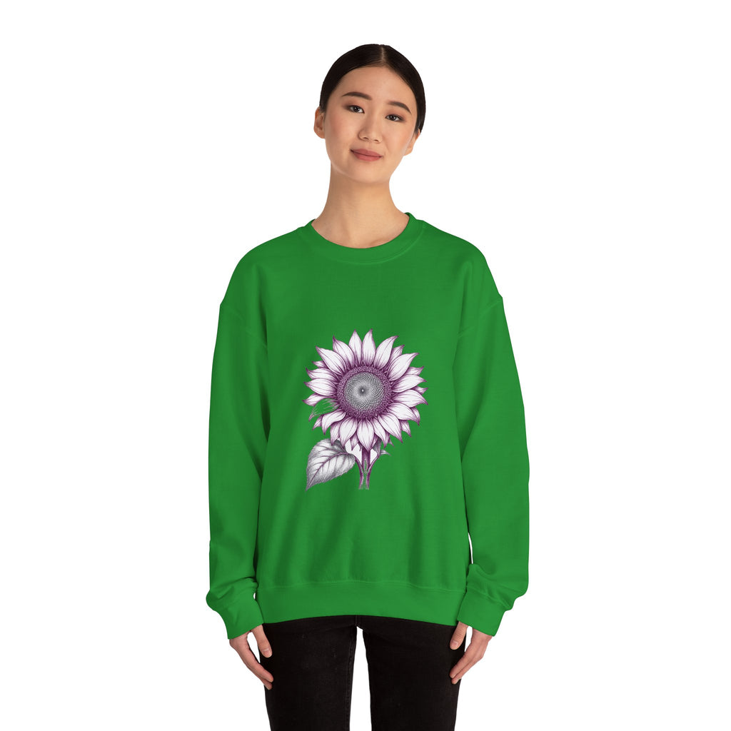 Matching Couple Sweatshirt - Sunflower & Moonflower Matching Couple Premium Fleece Sweatshirt Hand-Drawn Art His Hers Anniversary Gift - Design A