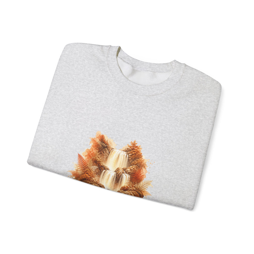 Matching Couple Sweatshirt - Wildfire & Waterfall Matching Couple Comfort Colors Crew Watercolor Art His Hers Birthday Gift - Design B