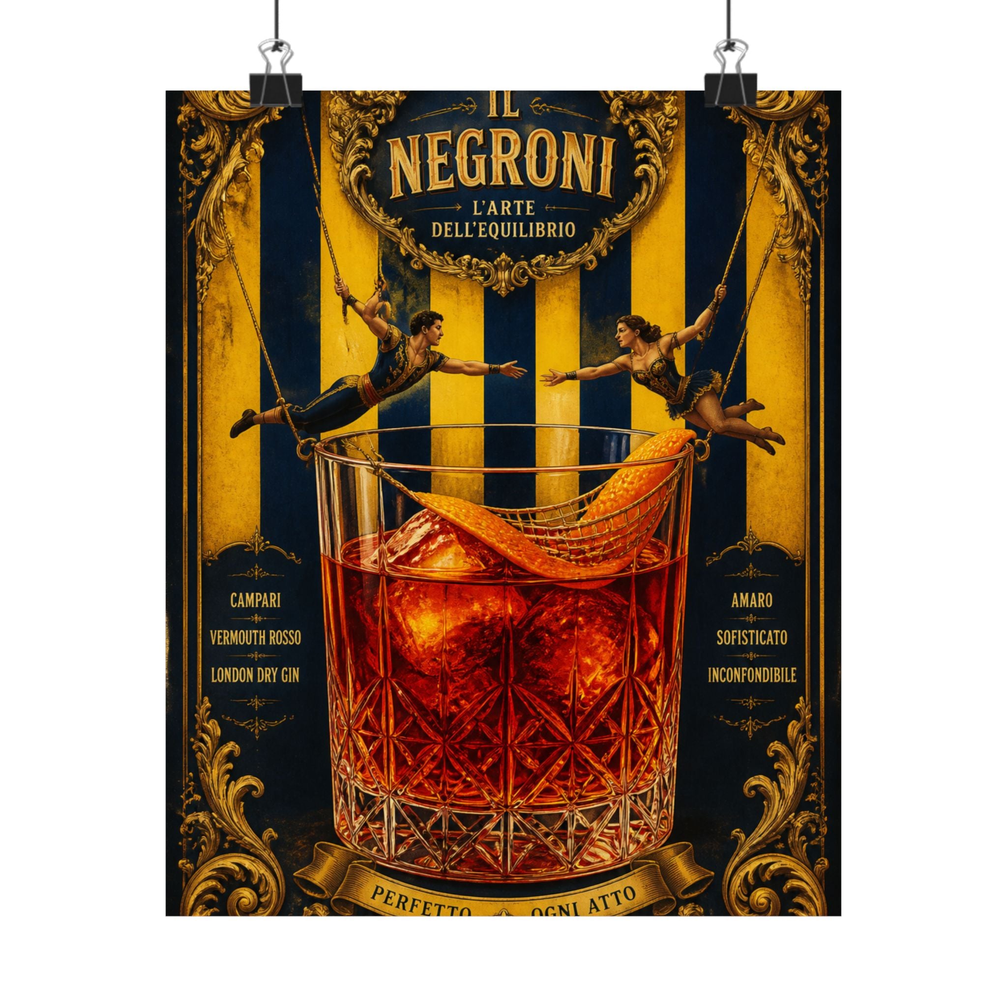 Negroni Trapeze Act Wall Art Poster 18×24 Baroque Home Office Decor Maximalist Print