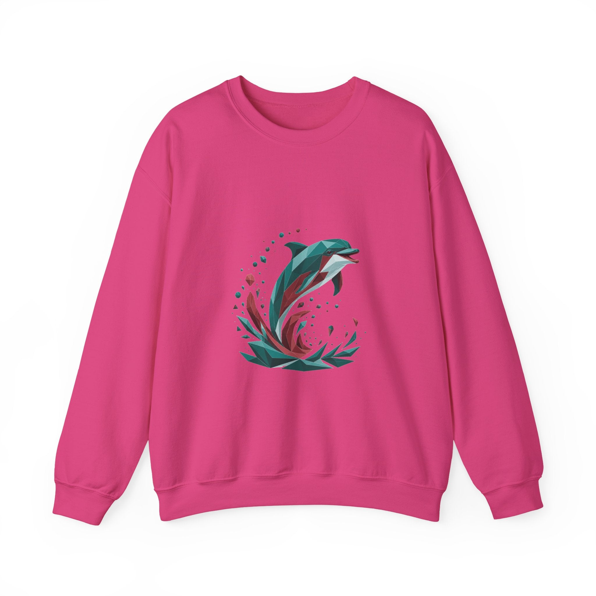 Matching Couple Sweatshirt - Shark & Dolphin Matching Couple Comfort Colors Crew Geometric Art His Hers Love Gift - Design B