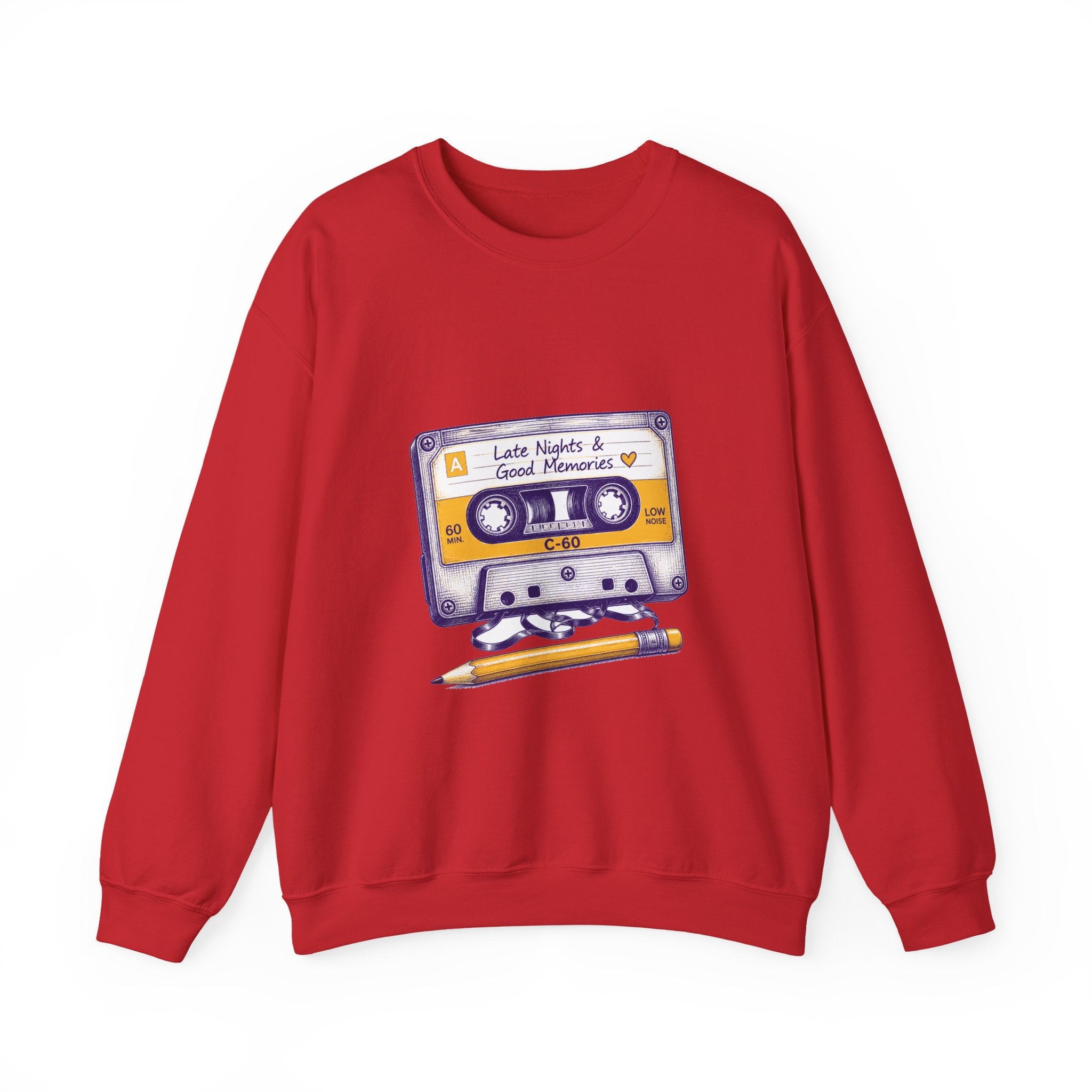 Matching Couple Sweatshirt - Vinyl & Cassette Matching Couple Premium Fleece Sweatshirt Hand-Drawn Art His Hers Anniversary Gift - Design B