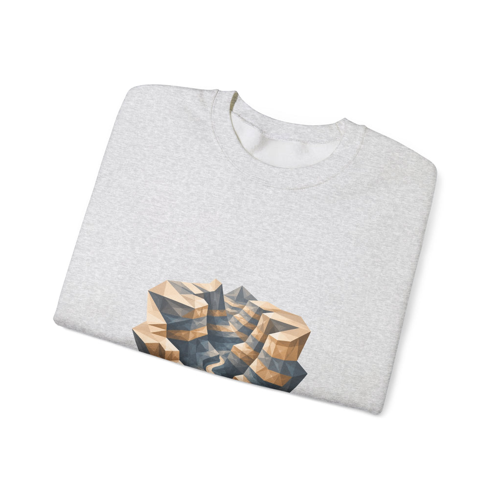 Matching Couple Sweatshirt - Lavender Fields & Canyon Matching Couple Crewneck Sweatshirt Geometric Art His Hers Couple Gift - Design B
