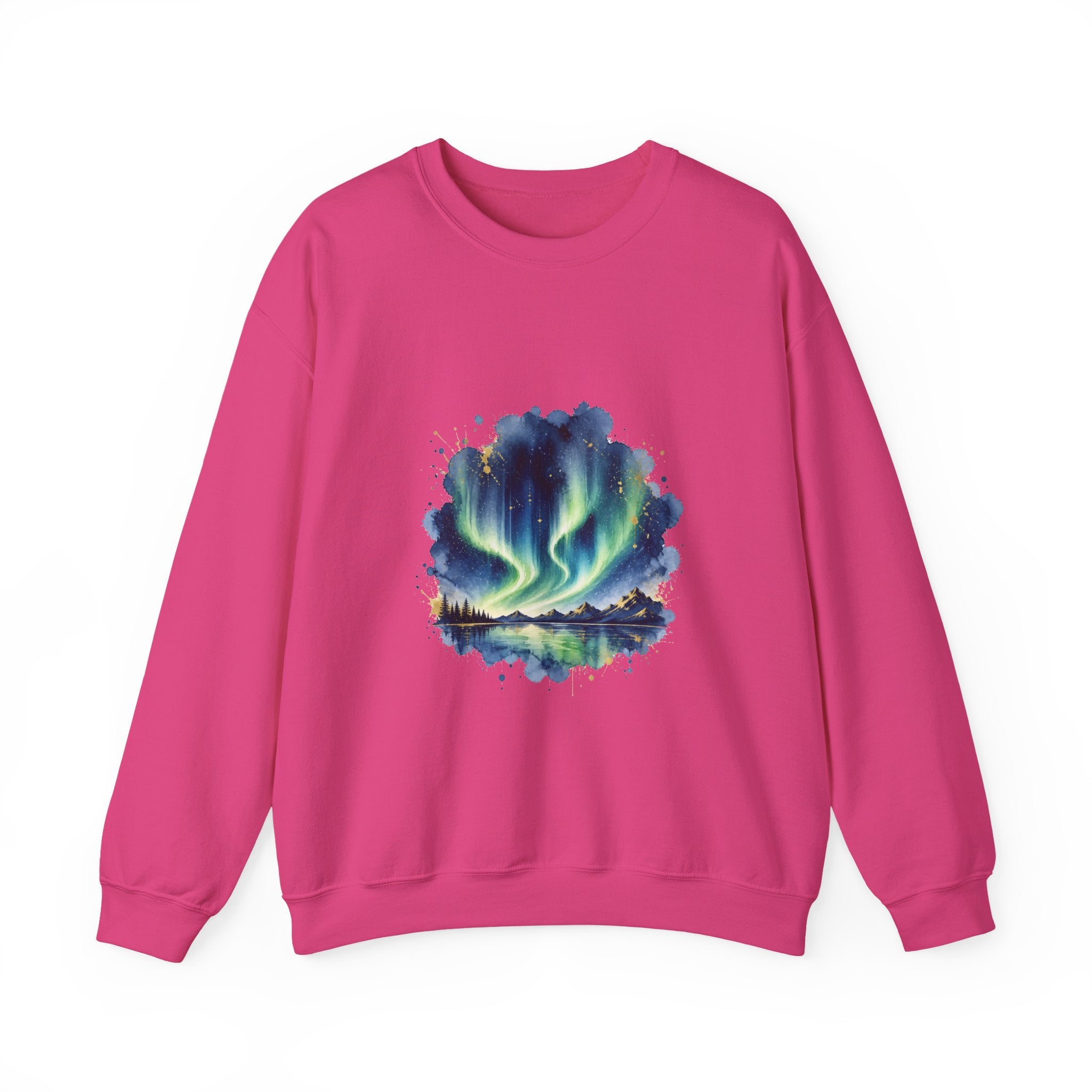 Matching Couple Sweatshirt - Aurora & Southern Cross Matching Couple Crewneck Sweatshirt Watercolor Art His Hers Engagement Gift - Design A